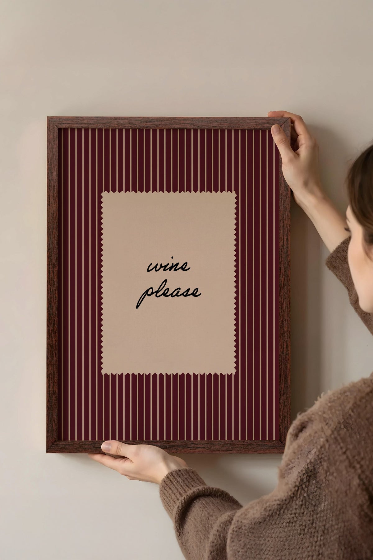 wine please Poster – Kahverengi Çerçeveli Tablo