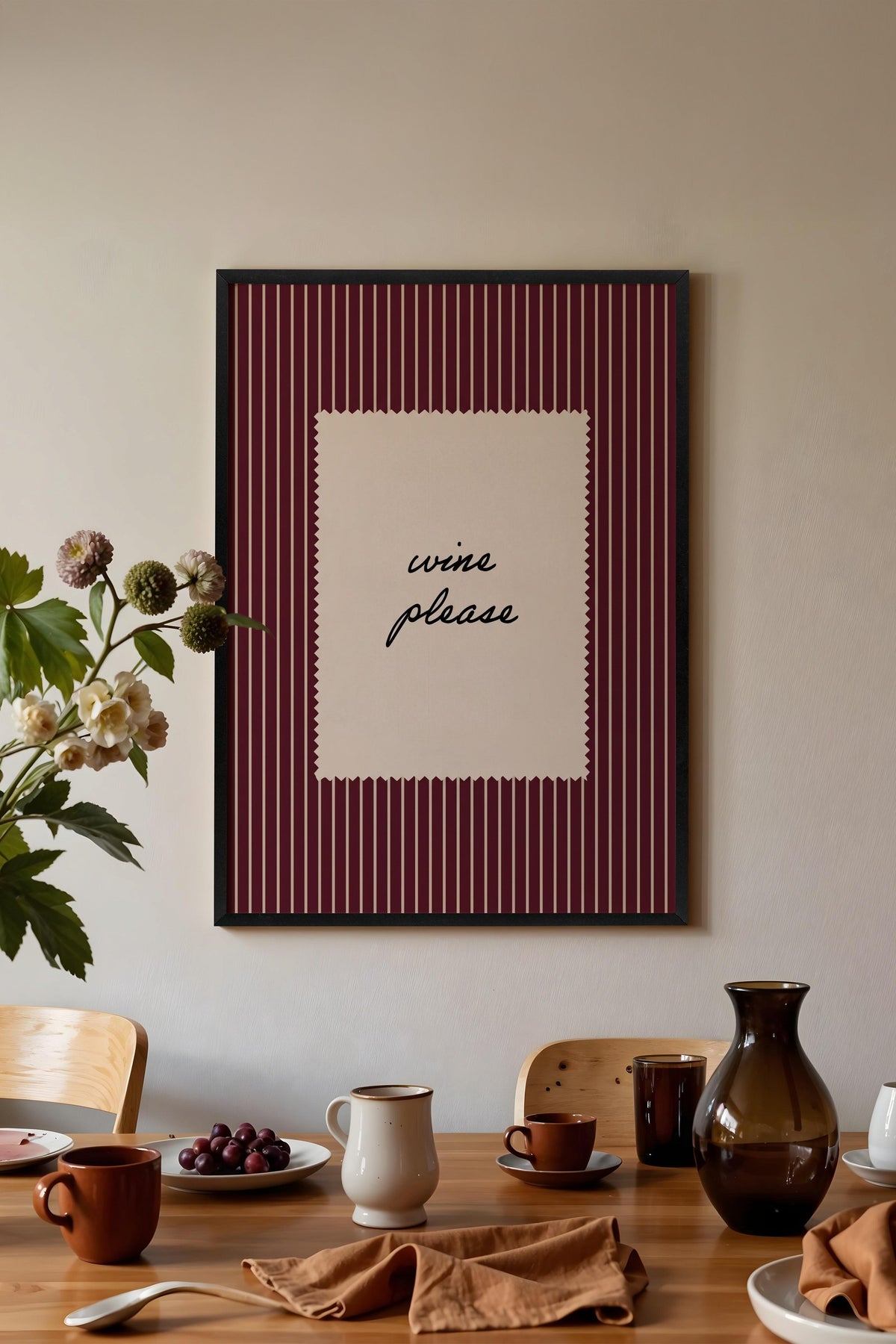 wine please Poster – Siyah Çerçeveli Tablo