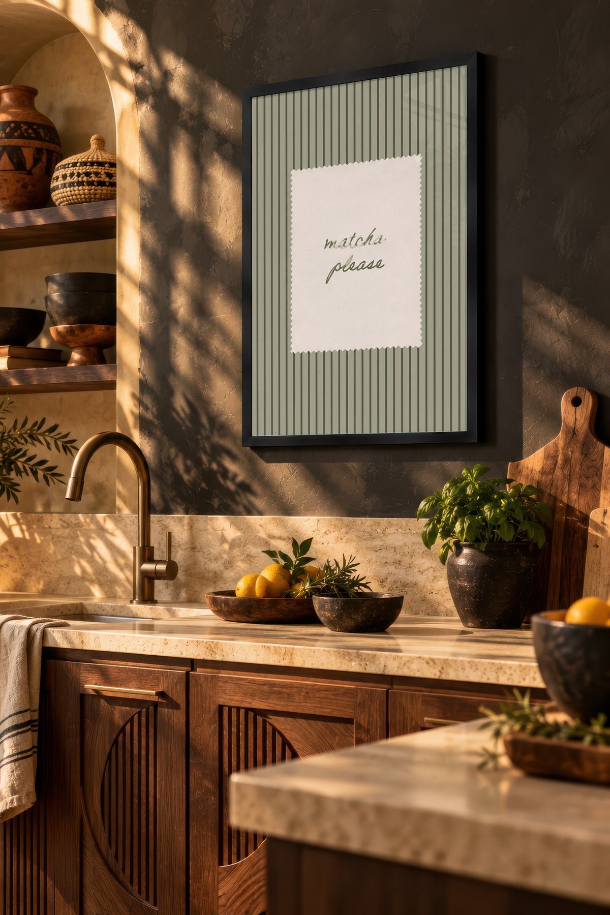 matcha please Poster – Siyah Çerçeveli Tablo