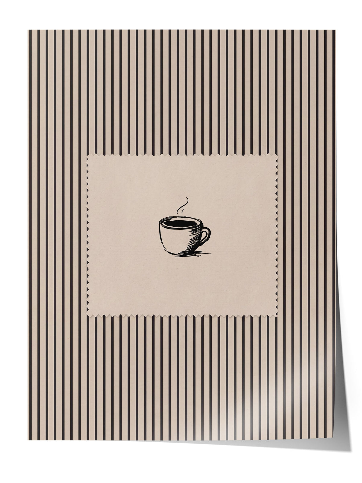Fincan Çizimi Çizgili Desen Çerçevesiz Poster