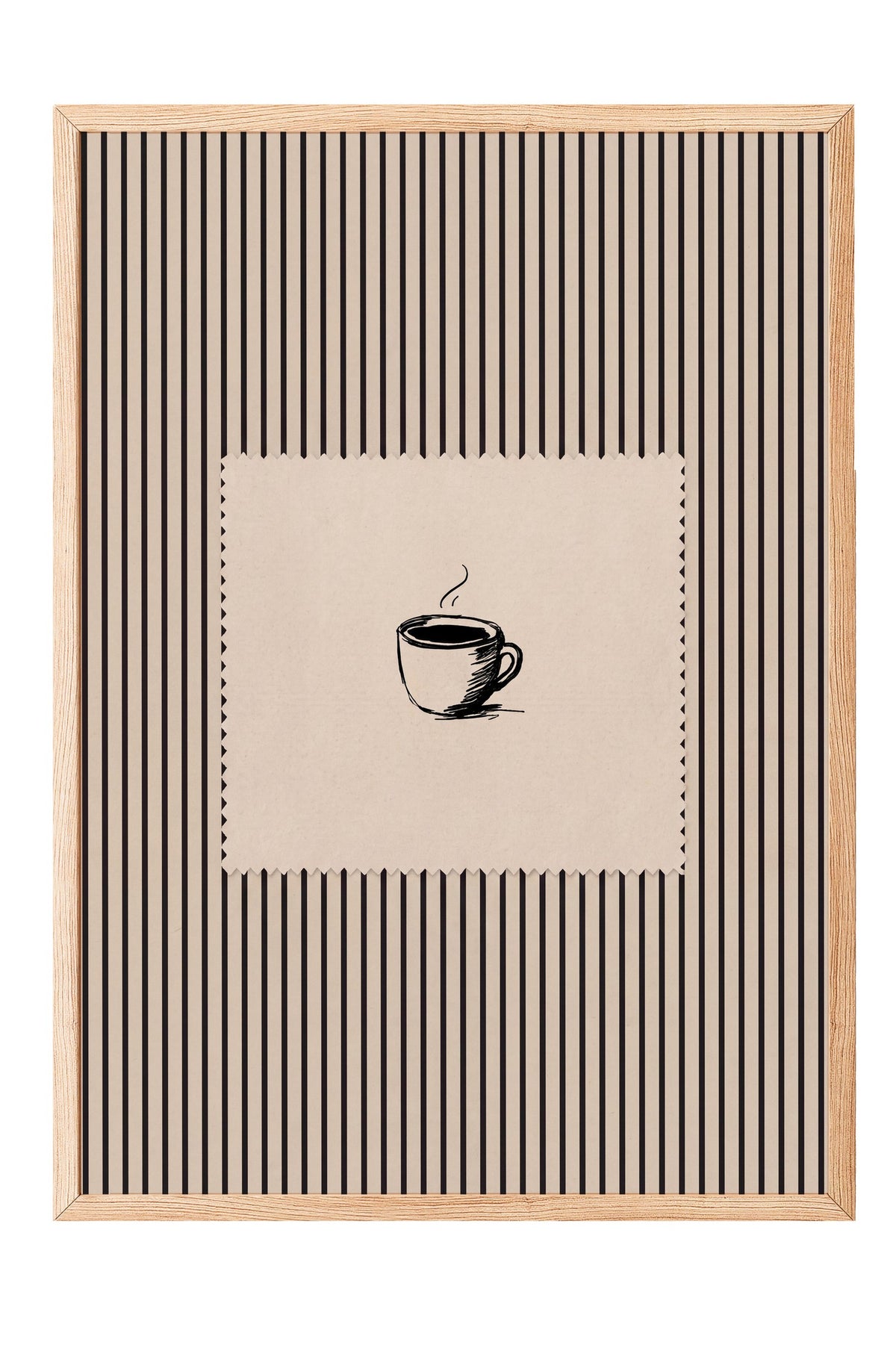 Fincan Çizimi Çizgili Desen Poster – Ahşap Çerçeveli Tablo