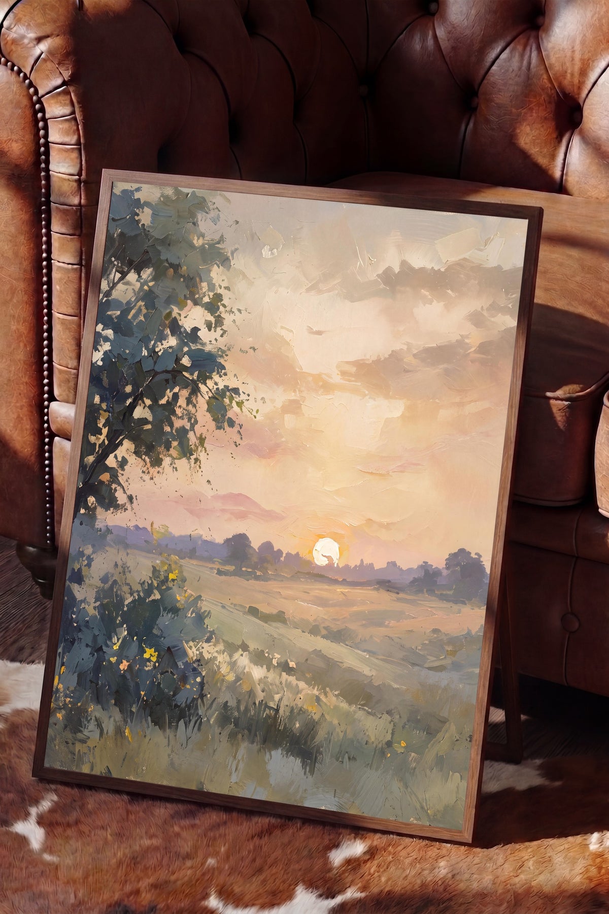Gün Batımı Manzarası Poster – Kahverengi Çerçeveli Tablo