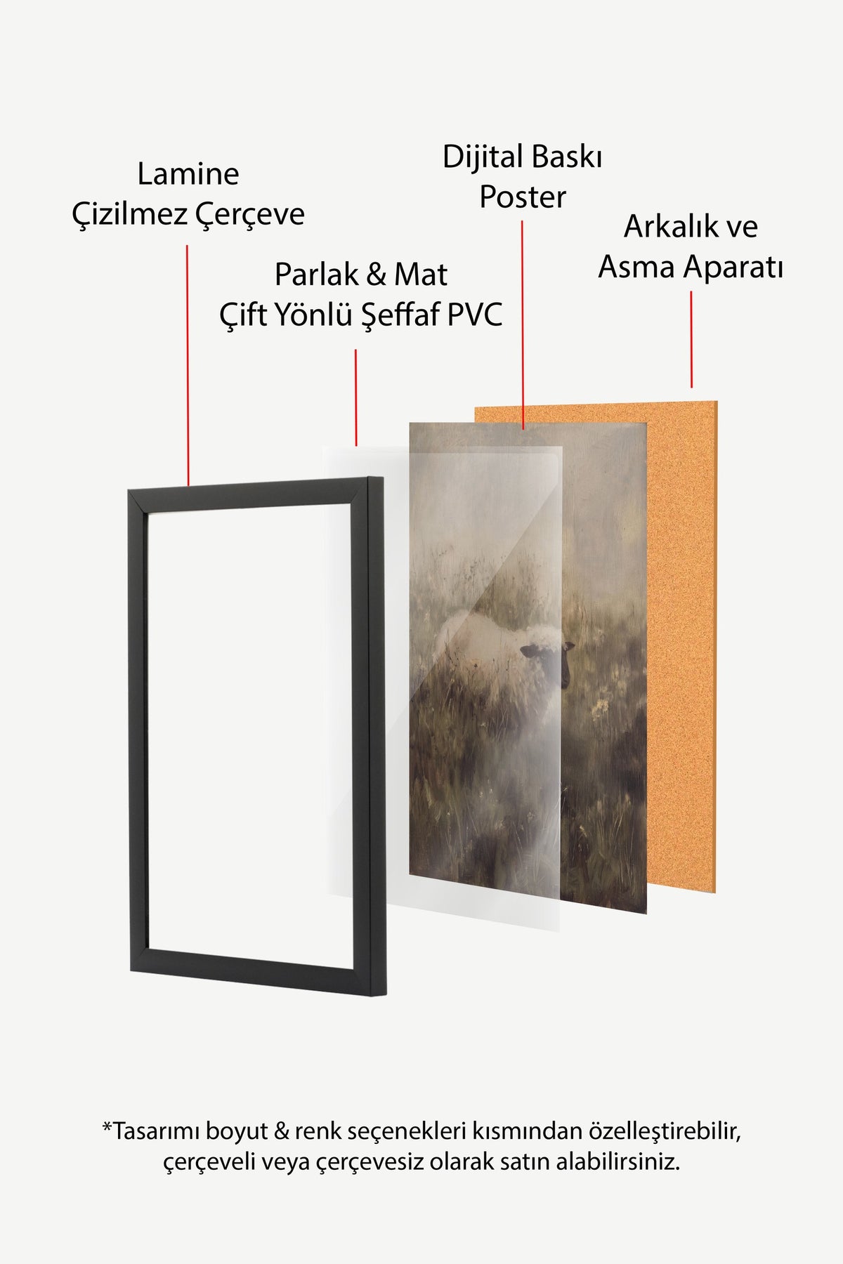 Otlar Arasında Kuzu Poster – Siyah Çerçeveli Tablo