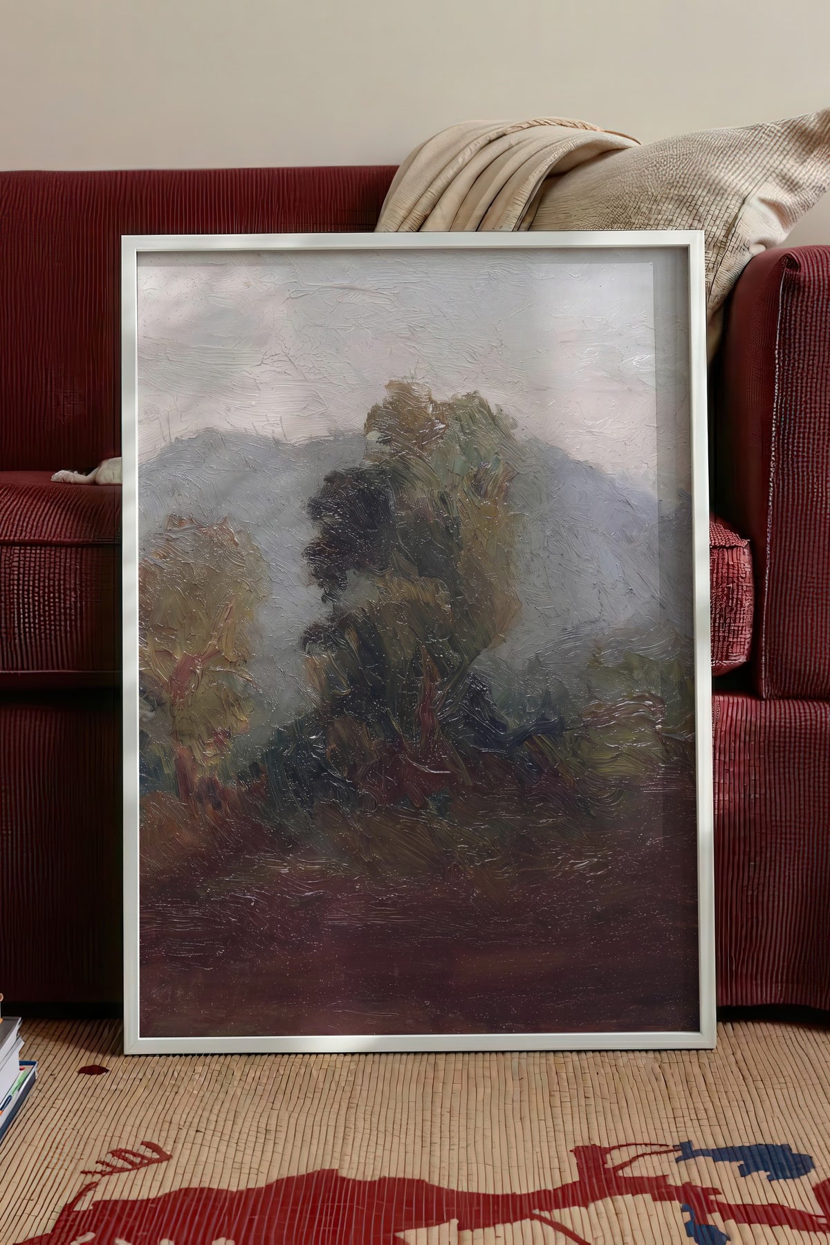 Yağlı Boya Doğa Manzarası Poster – Beyaz Çerçeveli Tablo
