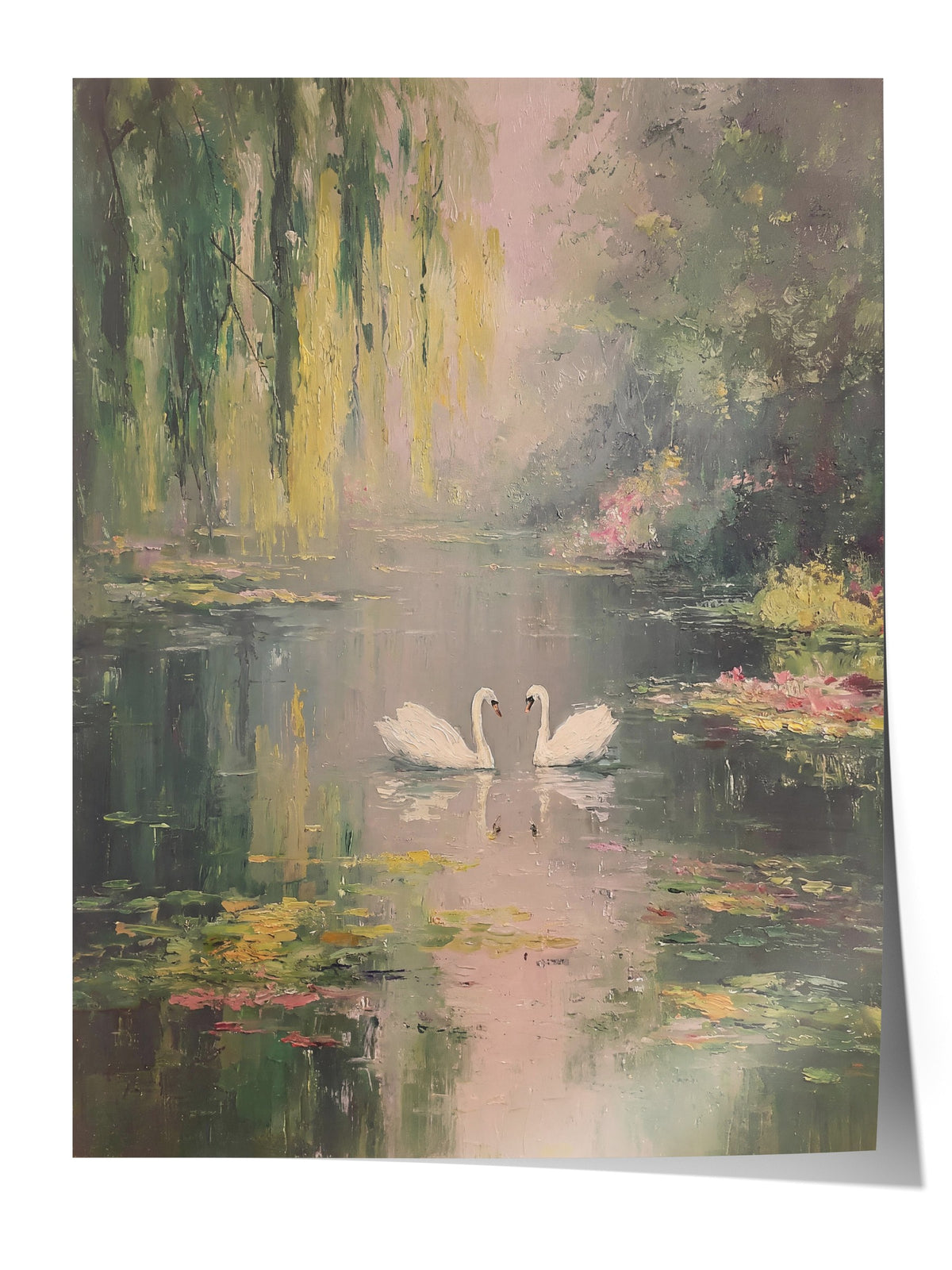Gölet Üzerinde Kuğular Çerçevesiz Poster