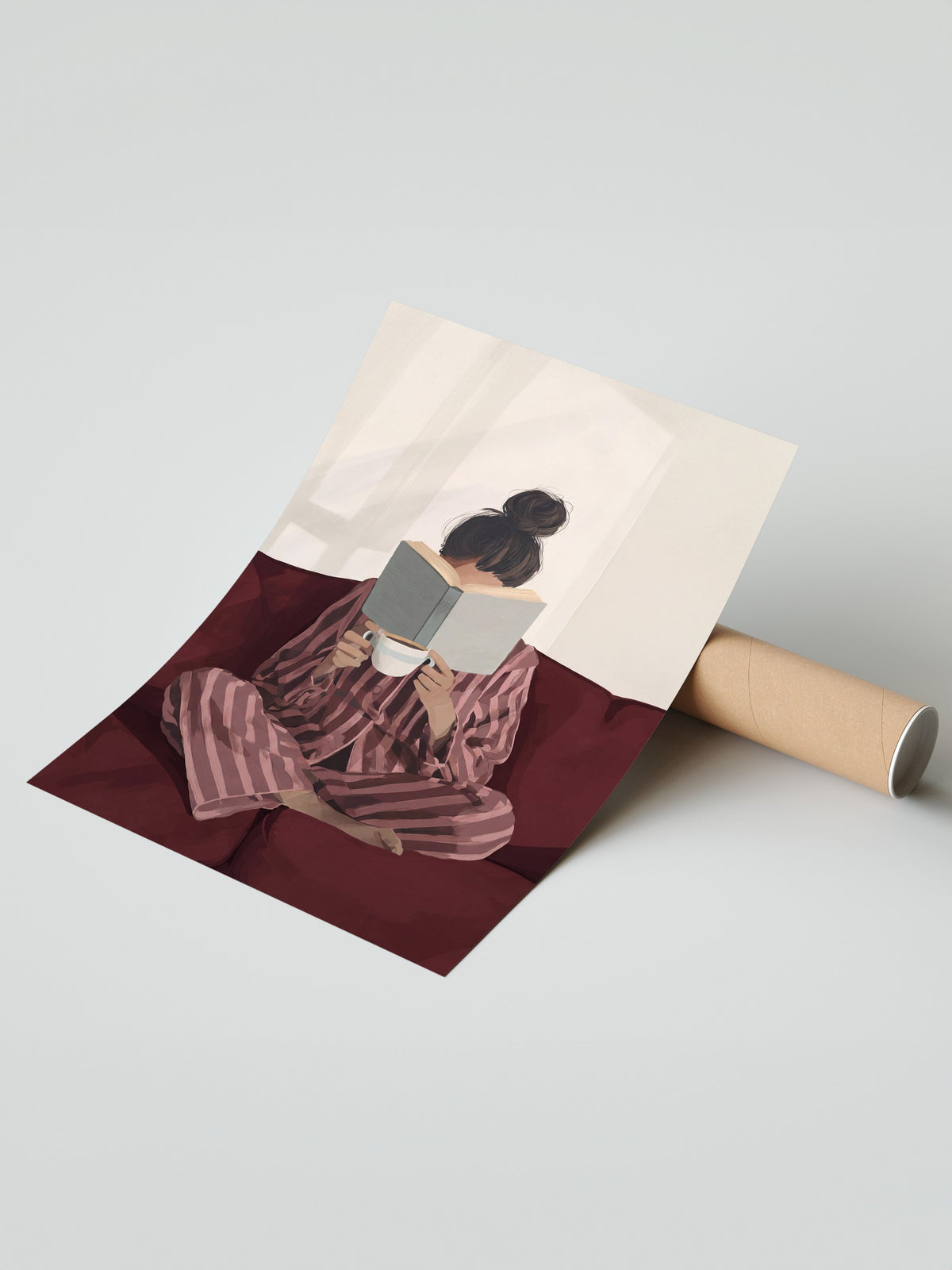Pijamalı Sessiz Okuma Anı Çerçevesiz Poster