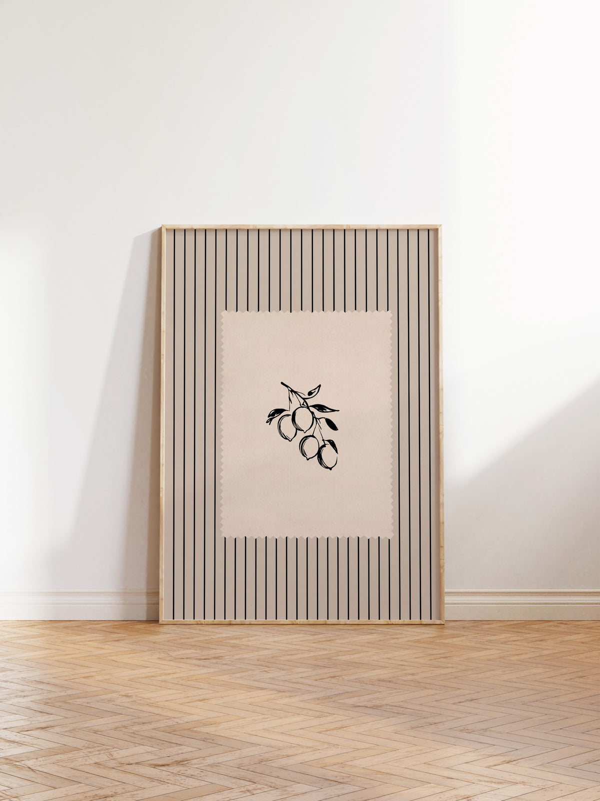 Minimalist Meyve İllüstrasyonu Poster – Ahşap Çerçeveli Tablo
