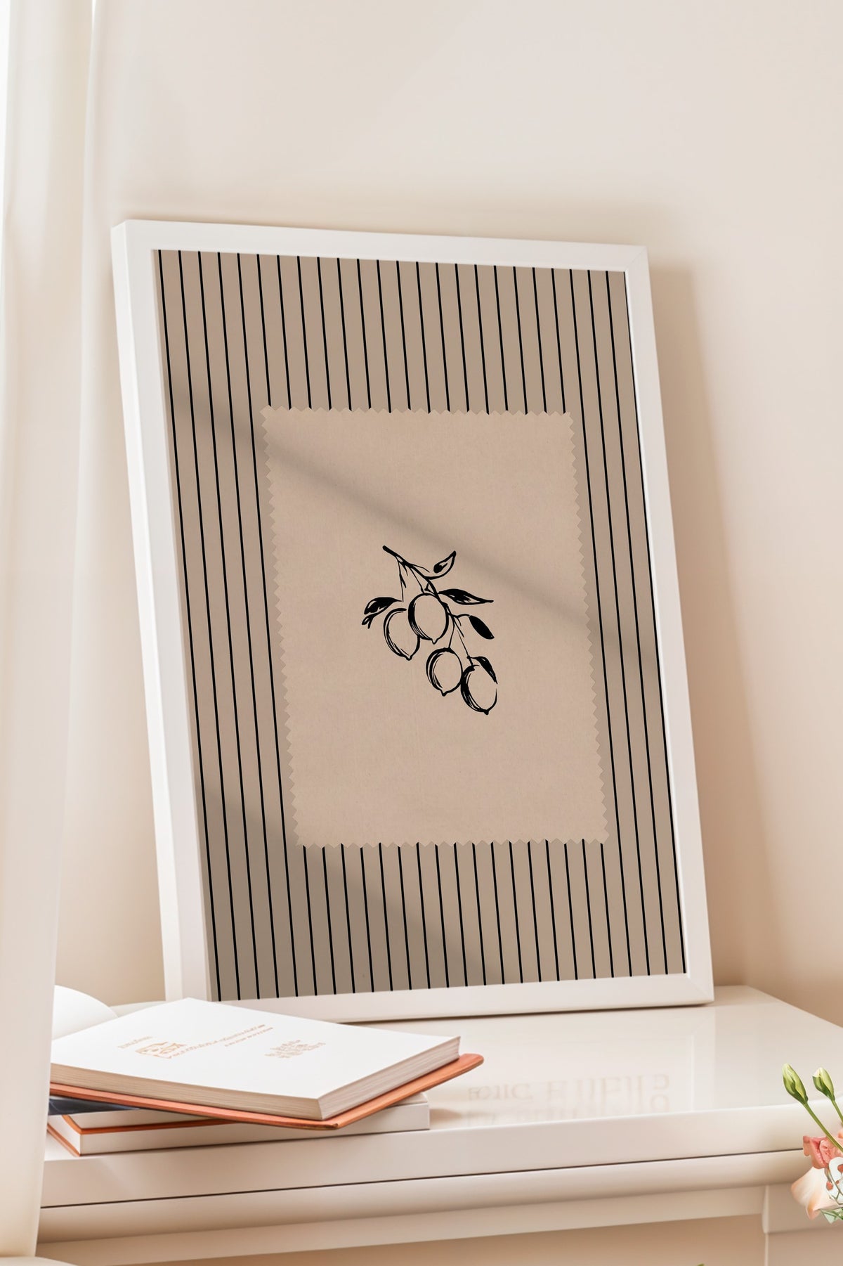 Minimalist Meyve İllüstrasyonu Poster – Beyaz Çerçeveli Tablo