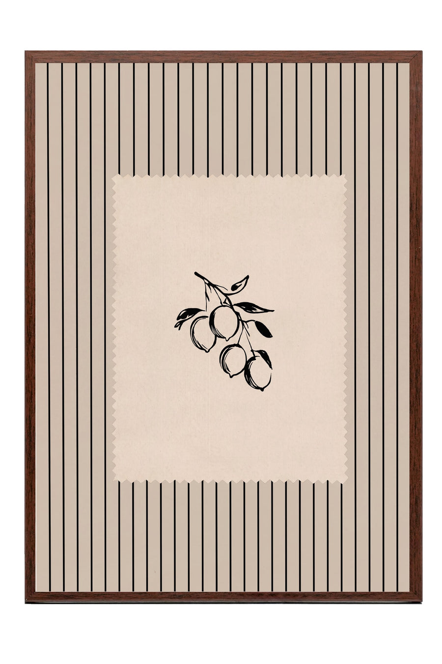 Minimalist Meyve İllüstrasyonu Poster – Kahverengi Çerçeveli Tablo