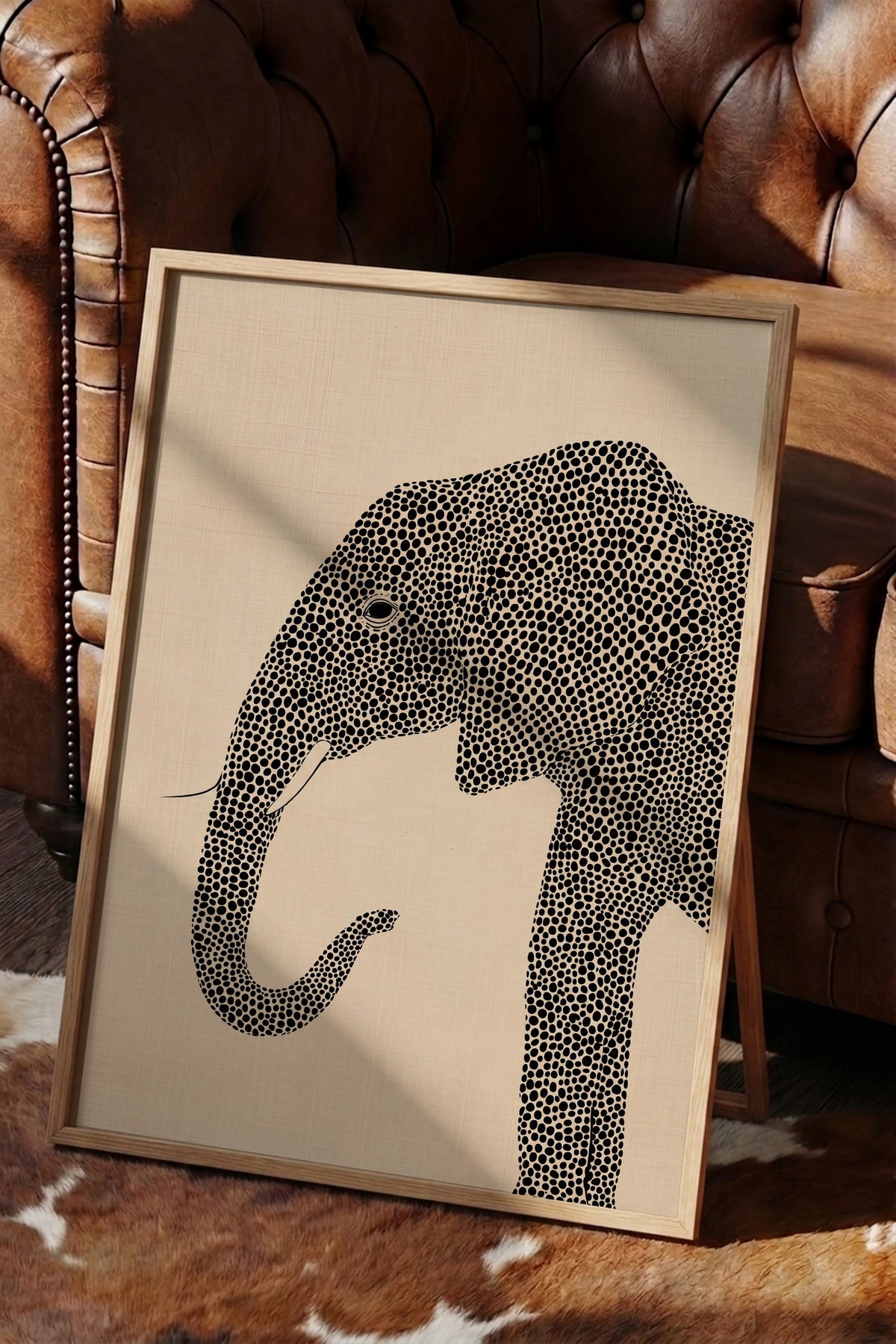 Geometrik Fil Deseni Poster – Ahşap Çerçeveli Tablo