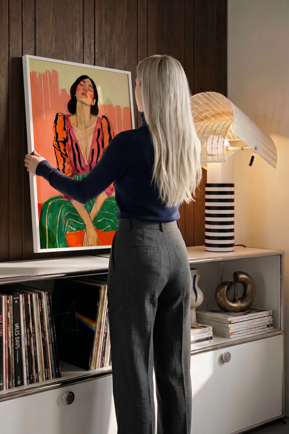Renkli Kadın Portresi Poster – Beyaz Çerçeveli Tablo