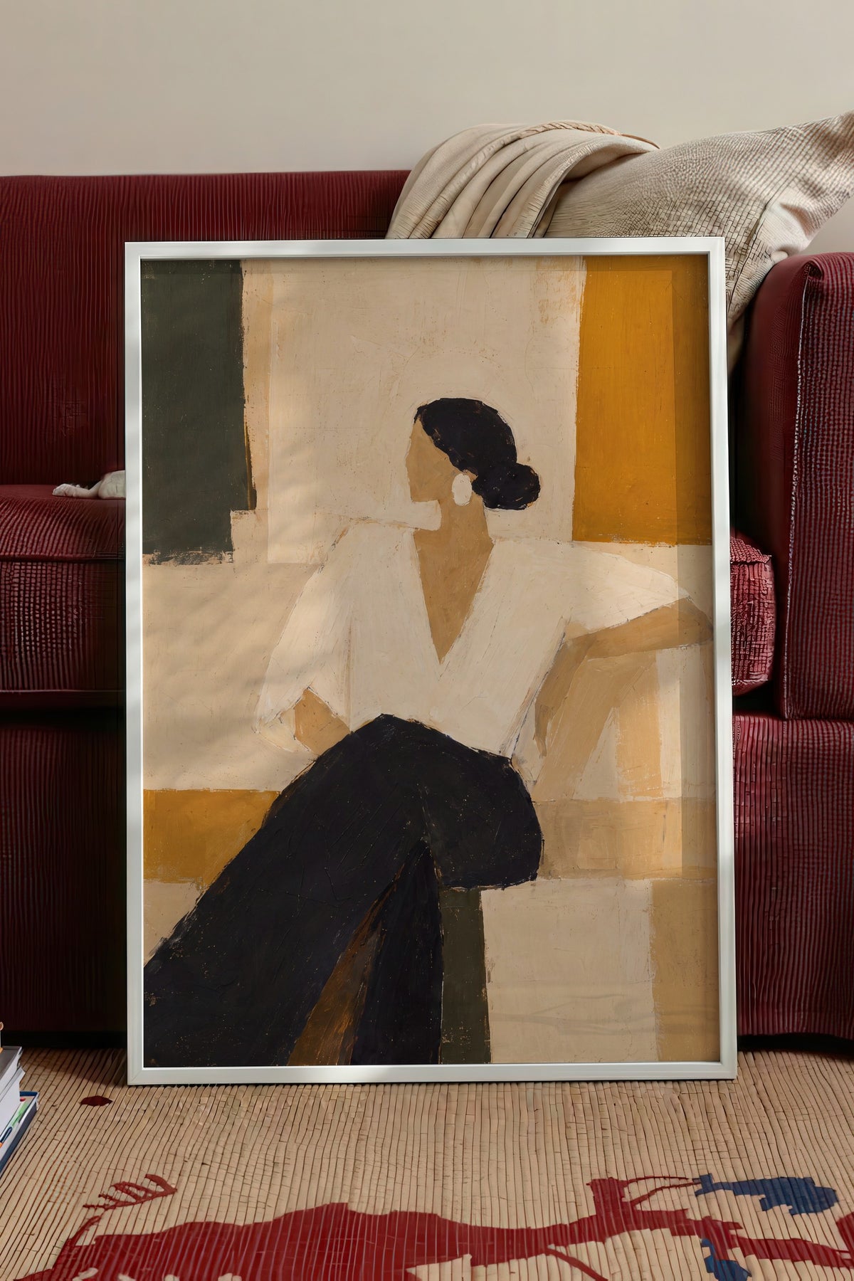 Abstrakt Kadın Figürü Poster – Beyaz Çerçeveli Tablo