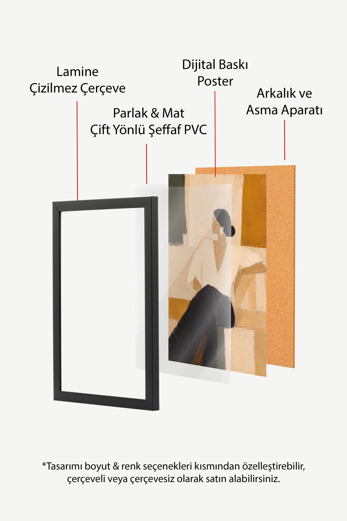 Abstrakt Kadın Figürü Poster – Siyah Çerçeveli Tablo