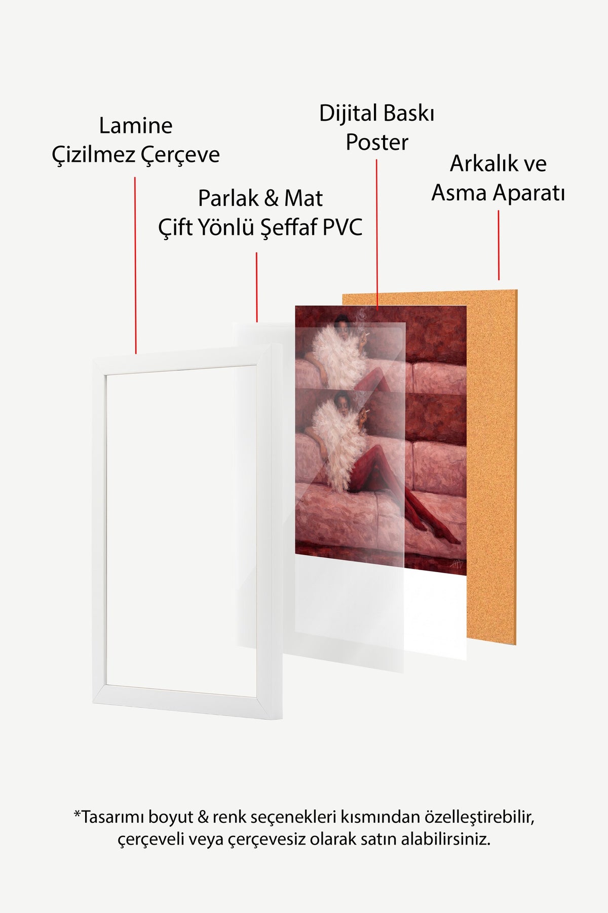 Koltukta Oturan Kadın Poster – Beyaz Çerçeveli Tablo