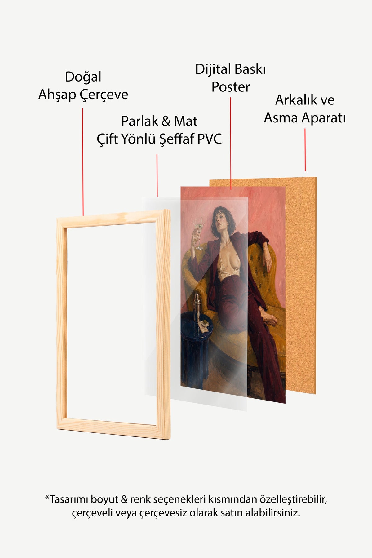 Dinlenen Kadın Figürü Poster – Ahşap Çerçeveli Tablo