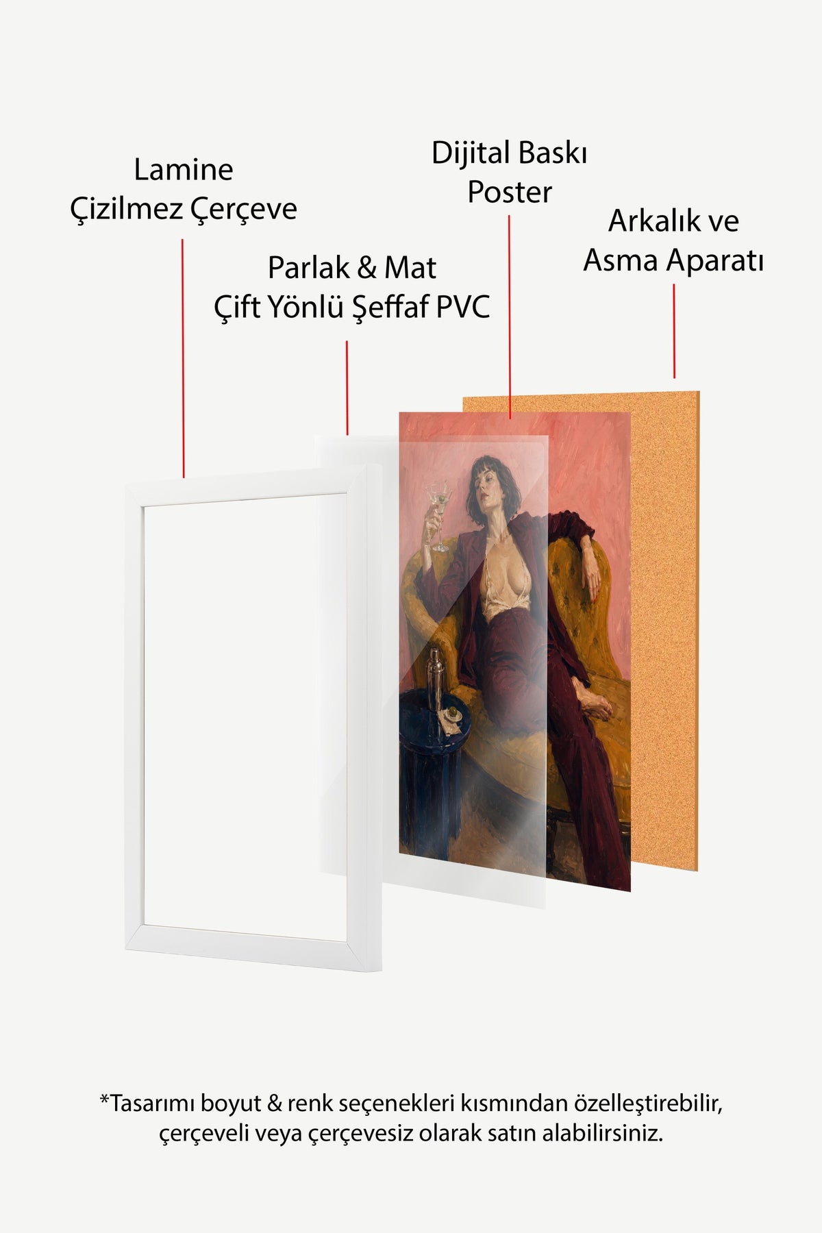 Dinlenen Kadın Figürü Poster – Beyaz Çerçeveli Tablo