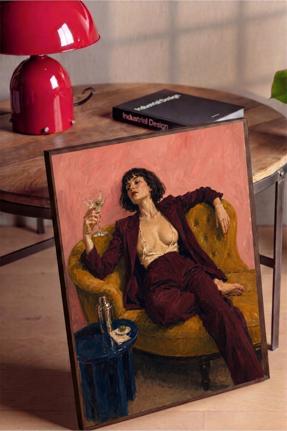 Dinlenen Kadın Figürü Poster – Kahverengi Çerçeveli Tablo