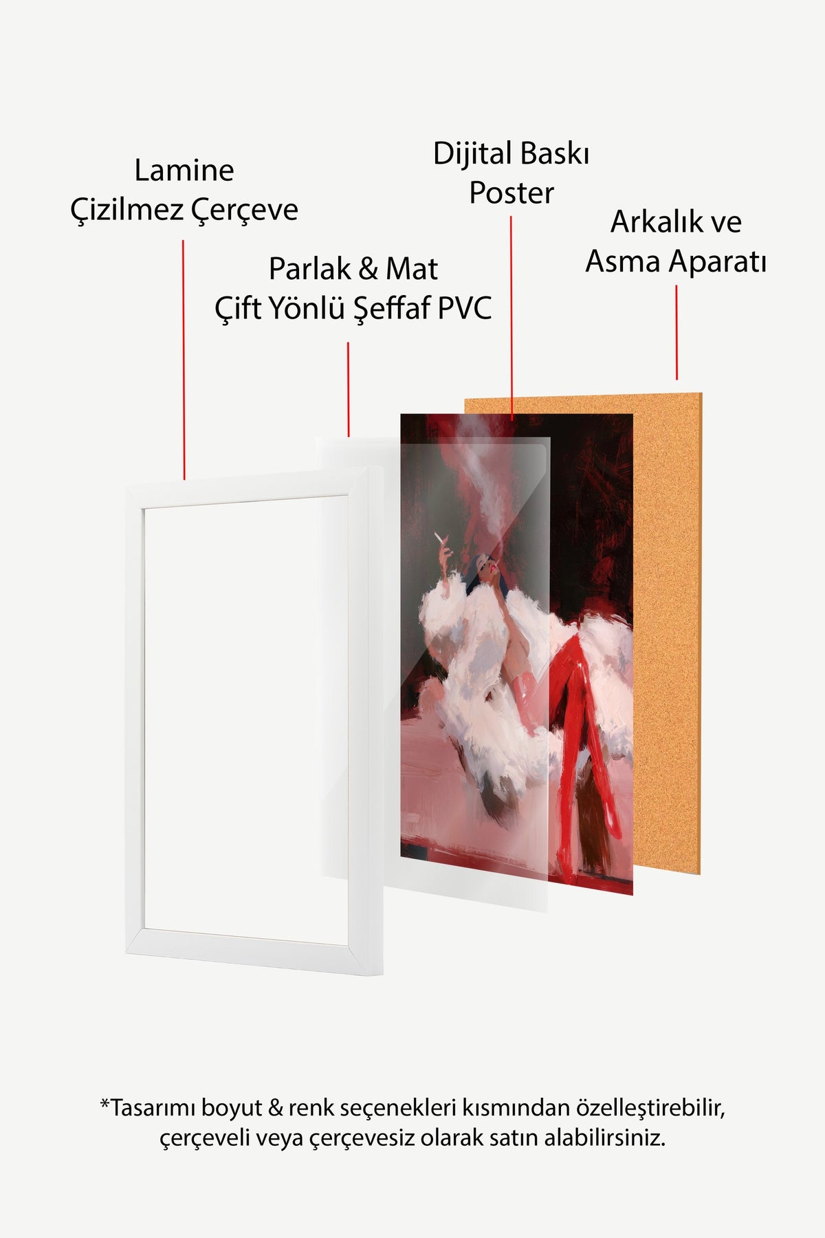 Dumanlı Kadın Figürü Poster – Beyaz Çerçeveli Tablo