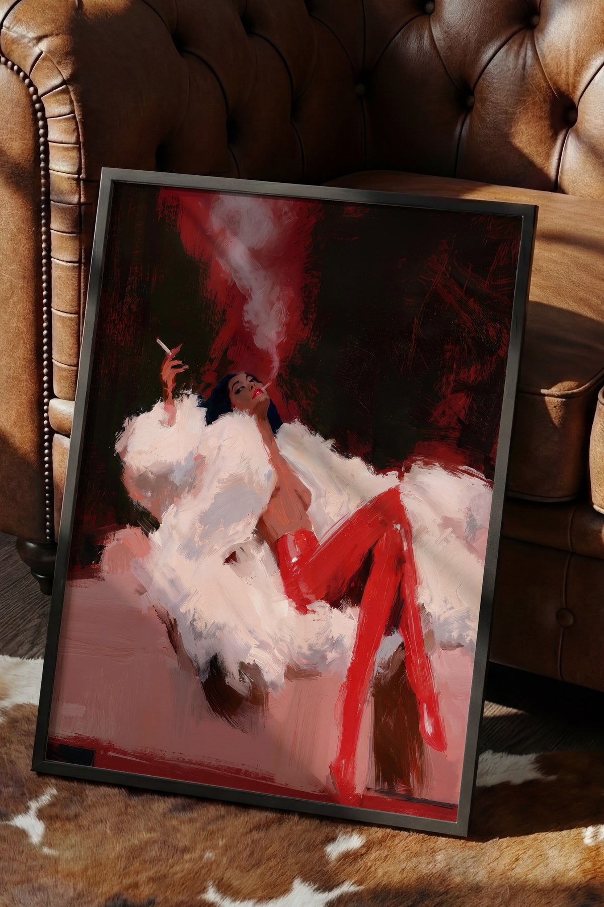 Dumanlı Kadın Figürü Poster – Siyah Çerçeveli Tablo