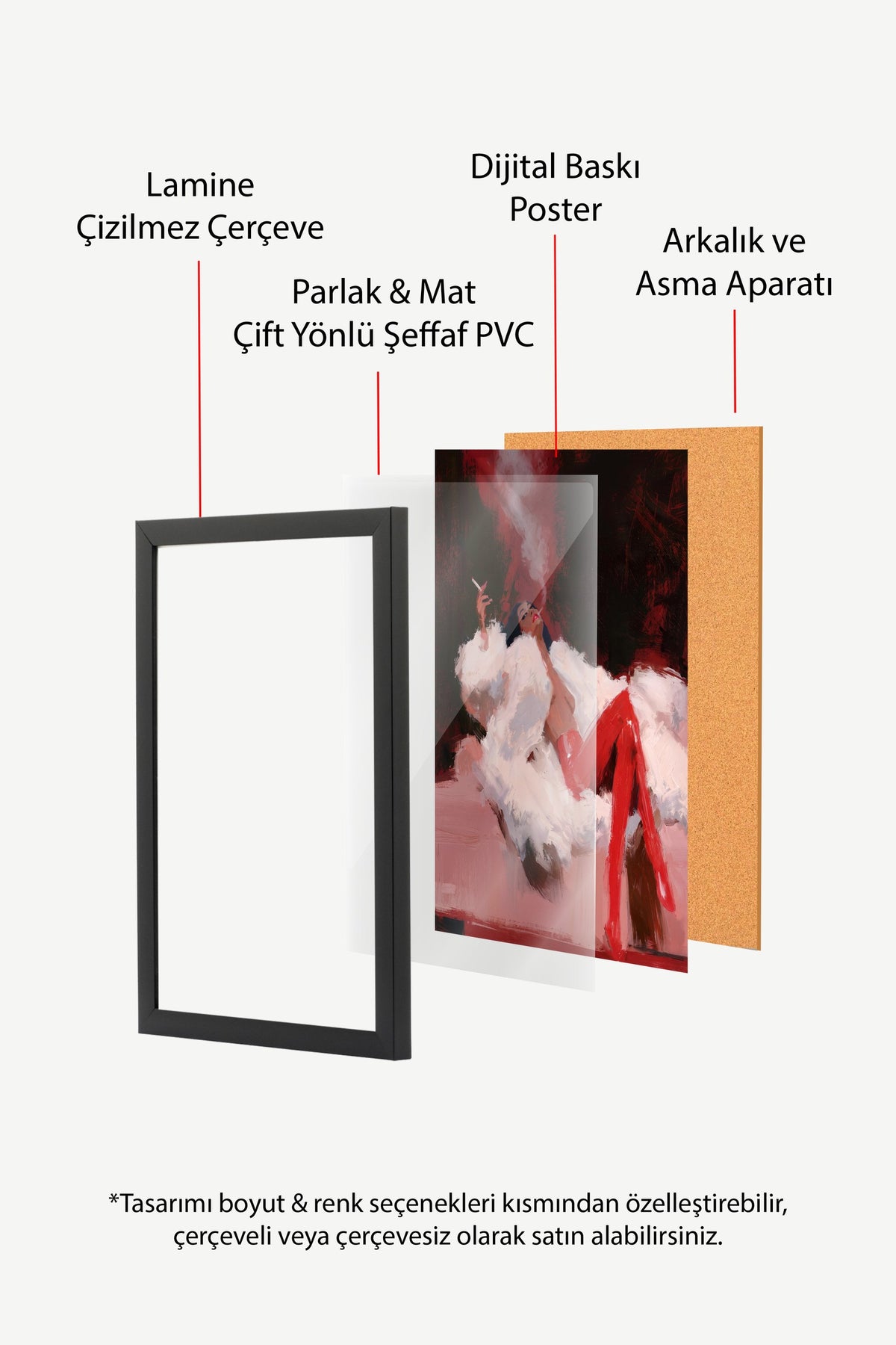 Dumanlı Kadın Figürü Poster – Siyah Çerçeveli Tablo