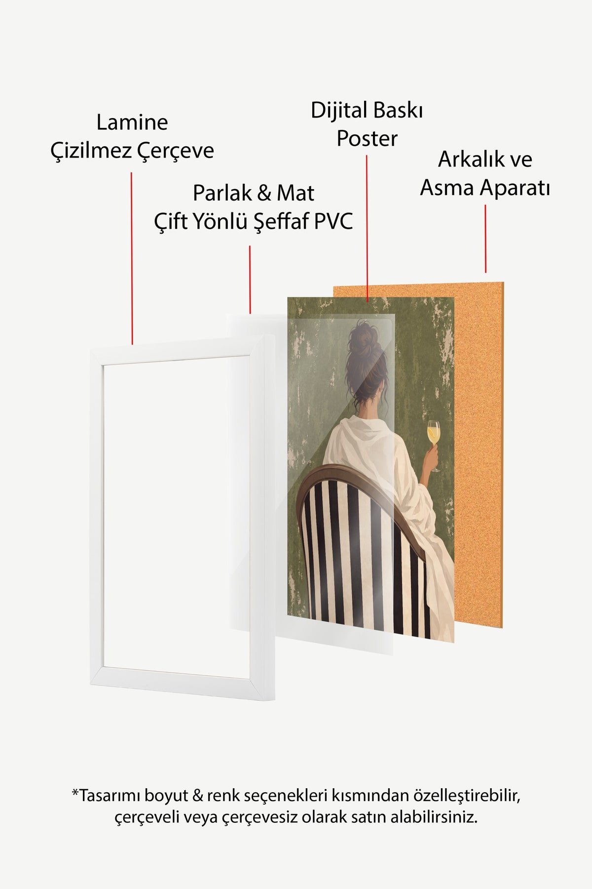 Berjerde Oturan Kadın Poster – Beyaz Çerçeveli Tablo