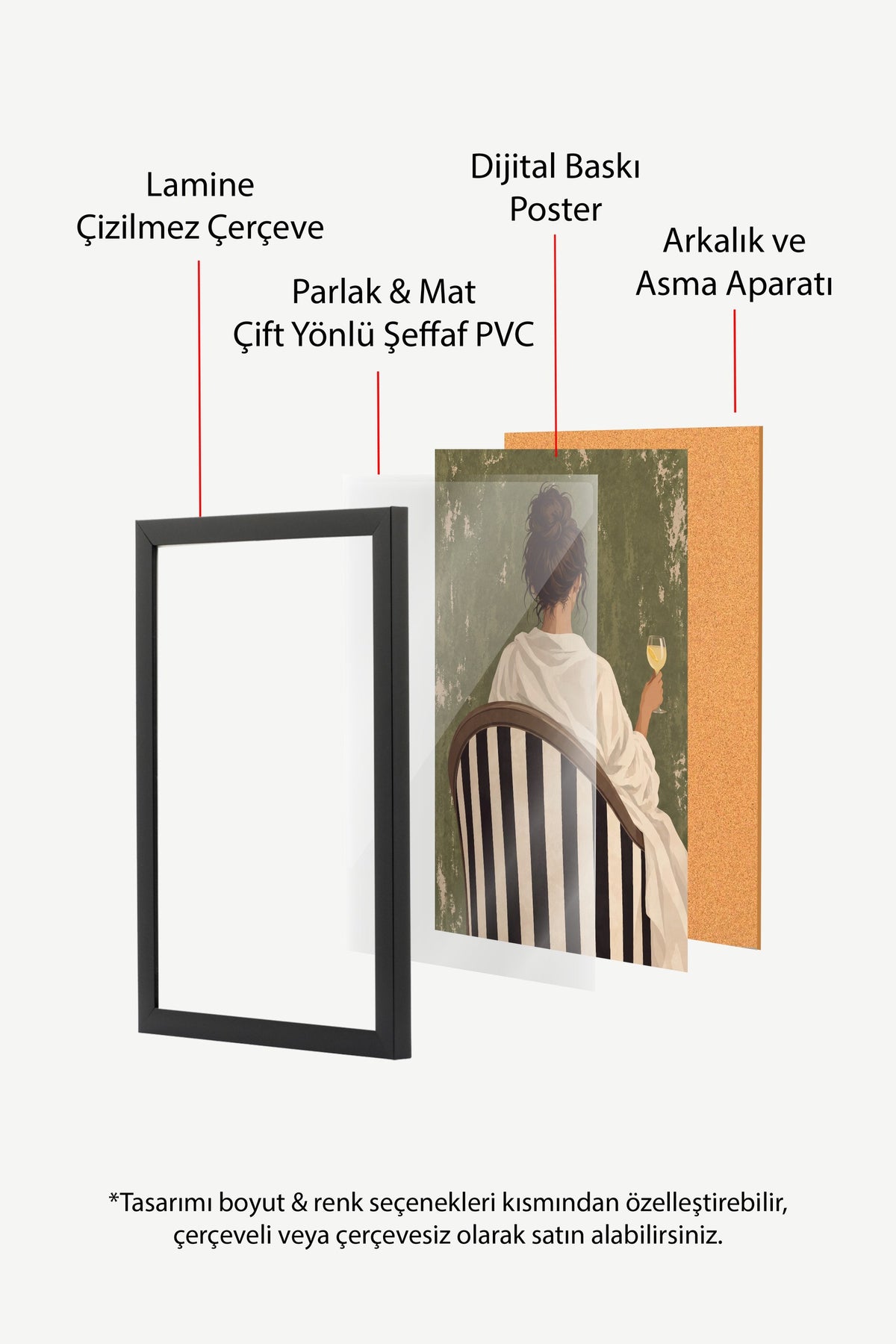 Berjerde Oturan Kadın Poster – Siyah Çerçeveli Tablo