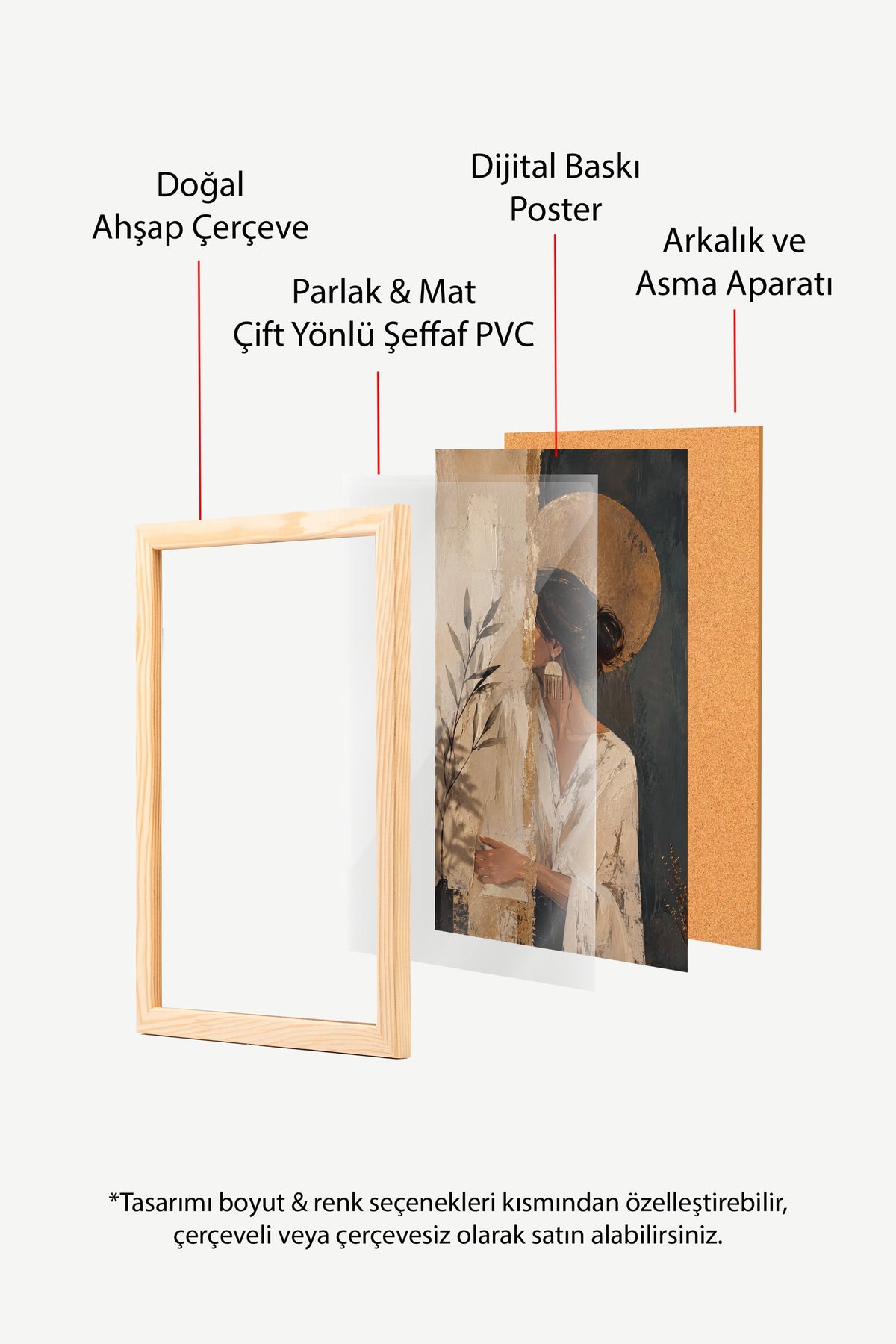 Altın Dokunuşlu Kadın Figürü Poster – Ahşap Çerçeveli Tablo