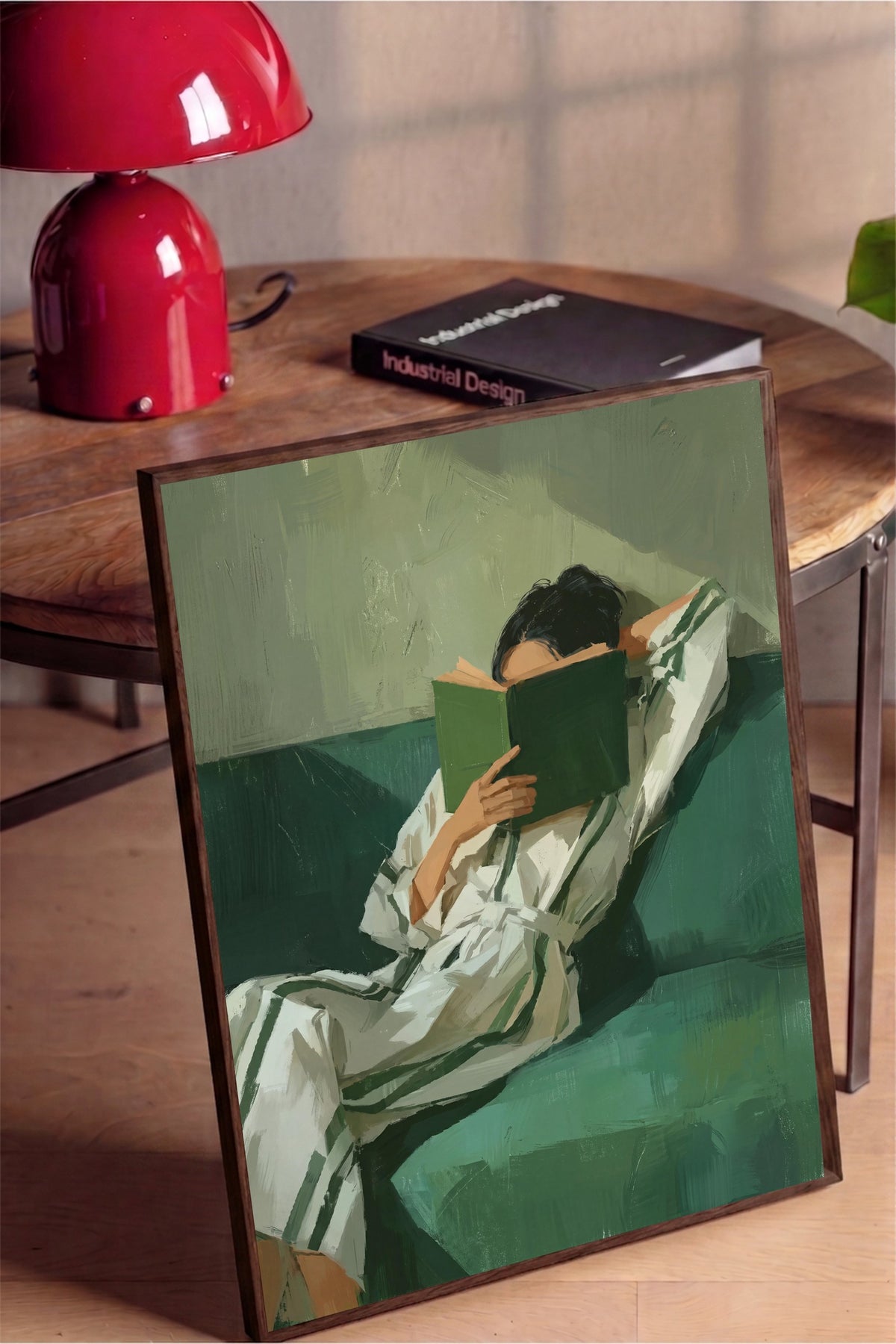 Okuyan Kadın Figürü Poster – Kahverengi Çerçeveli Tablo