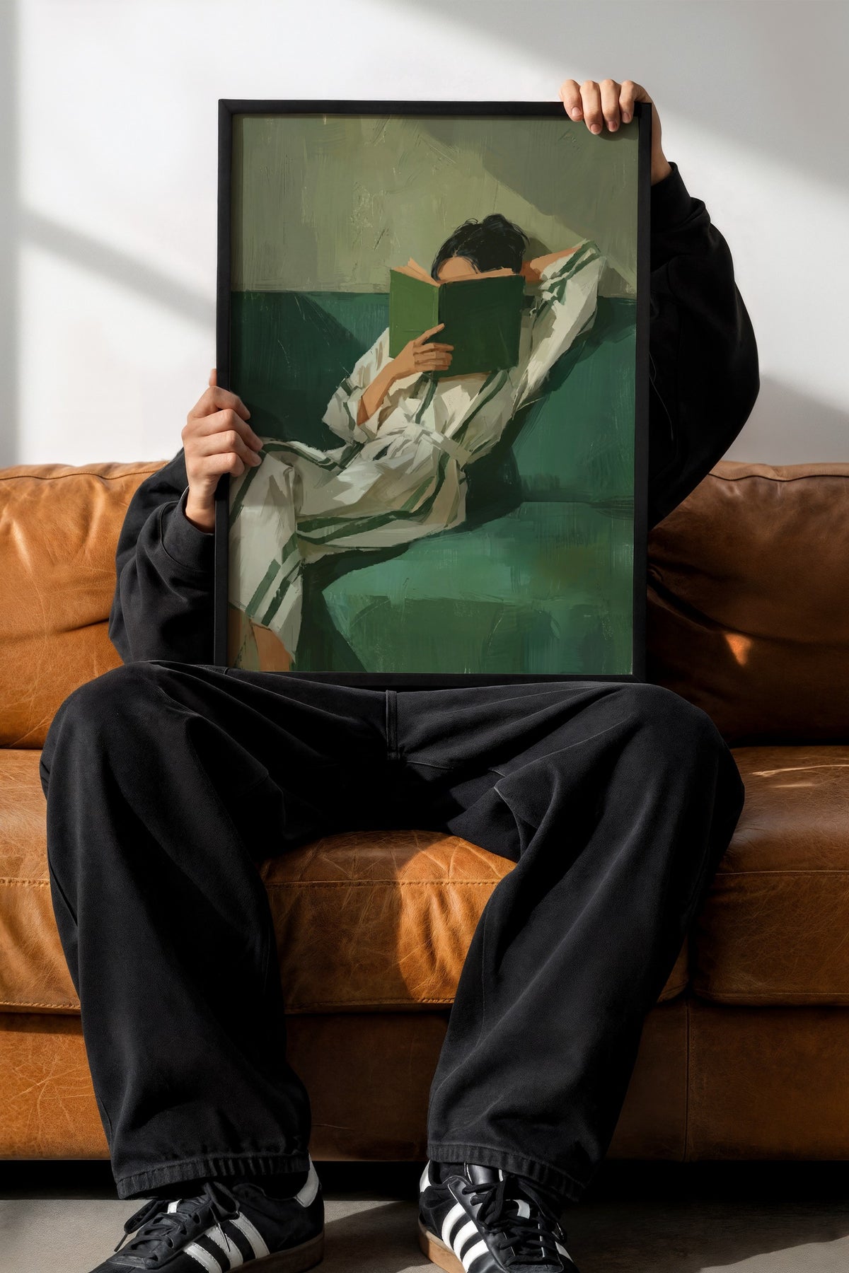 Okuyan Kadın Figürü Poster – Siyah Çerçeveli Tablo