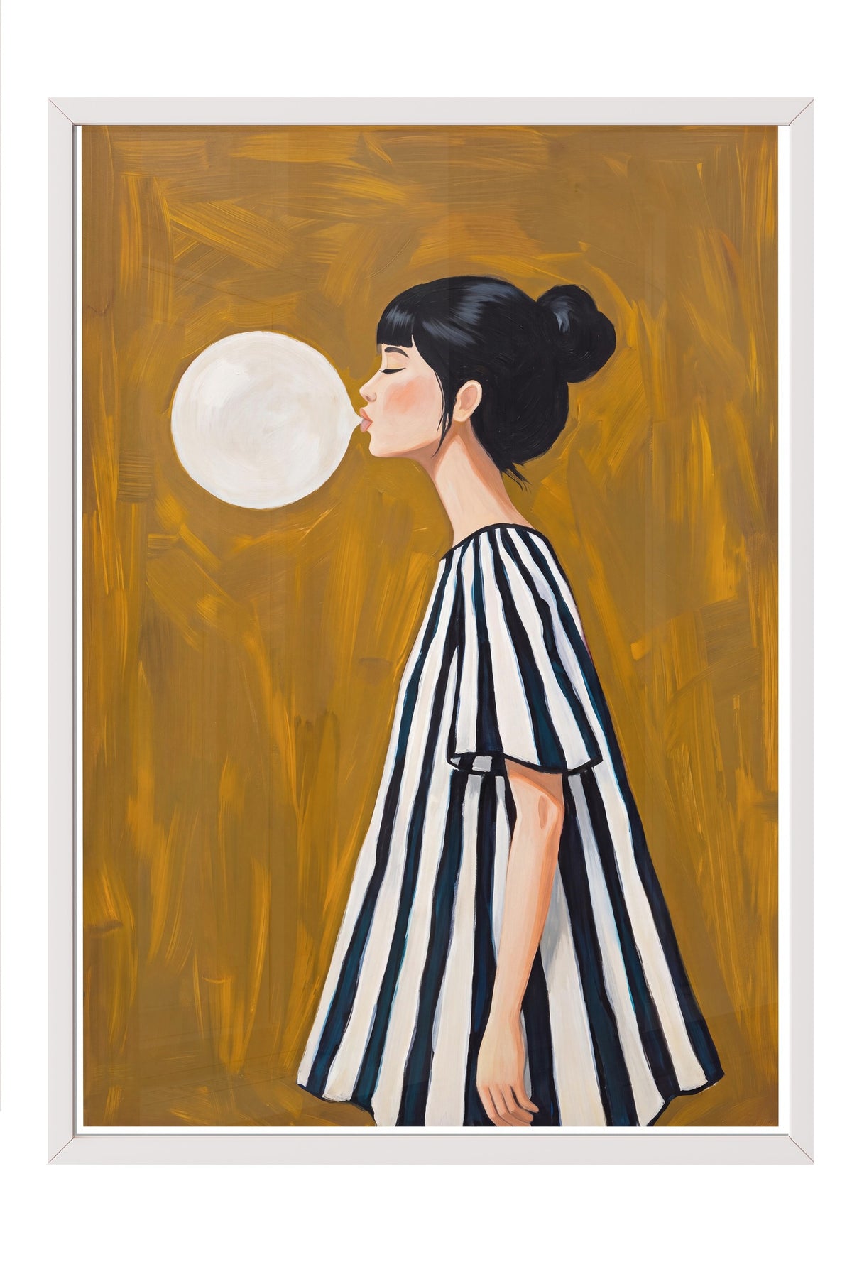 Sakız Çiğneyen Kız Poster – Beyaz Çerçeveli Tablo