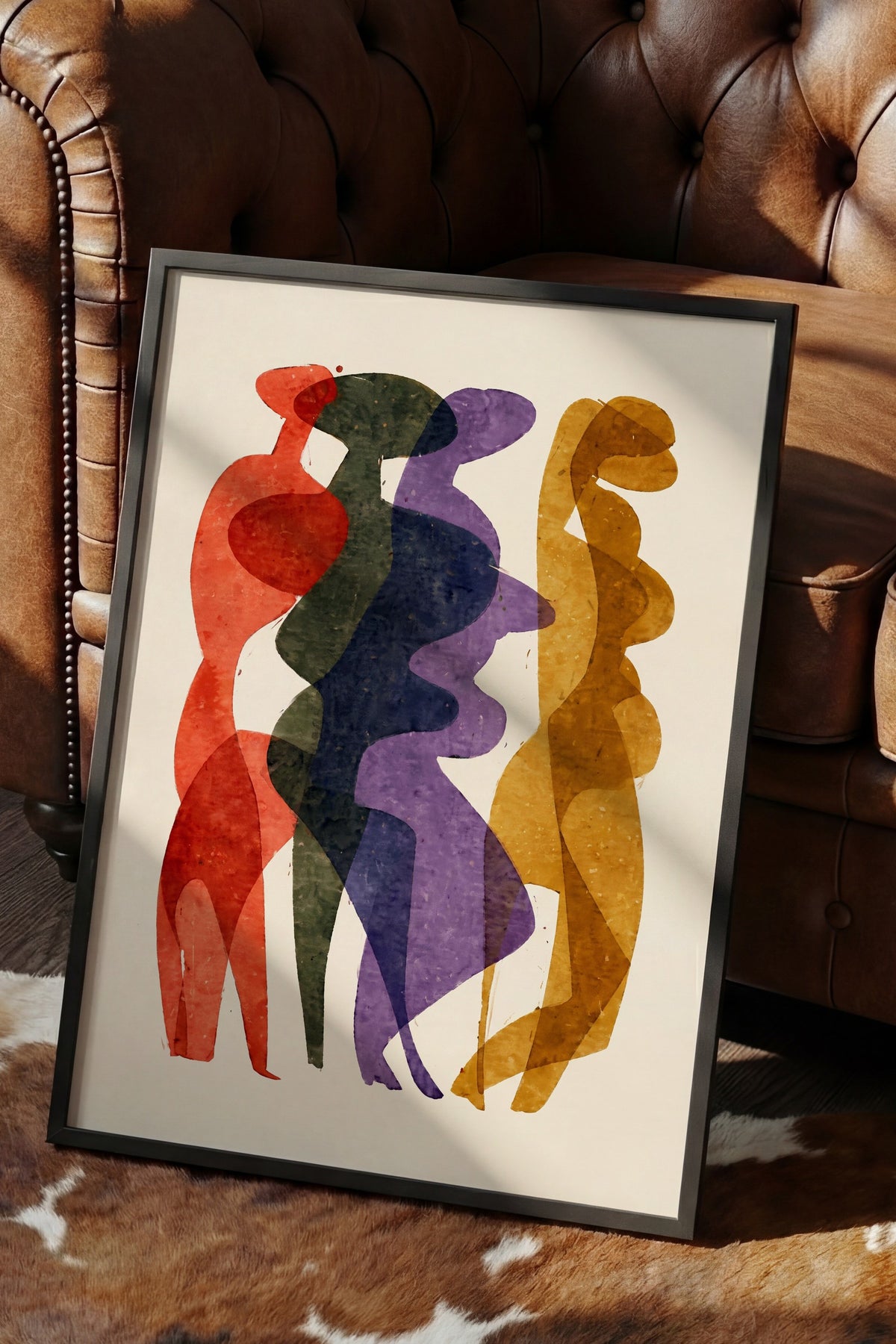 Renkli Silüetler Poster – Siyah Çerçeveli Tablo