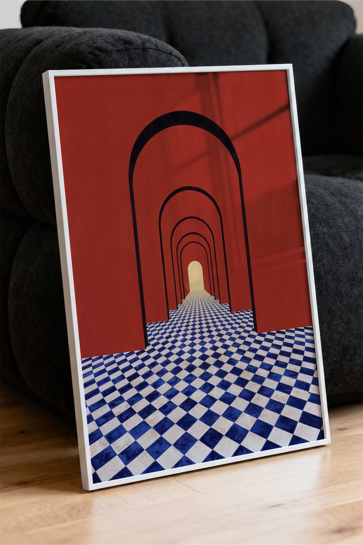 Çizgili Derinlik Perspektifi Poster – Beyaz Çerçeveli Tablo