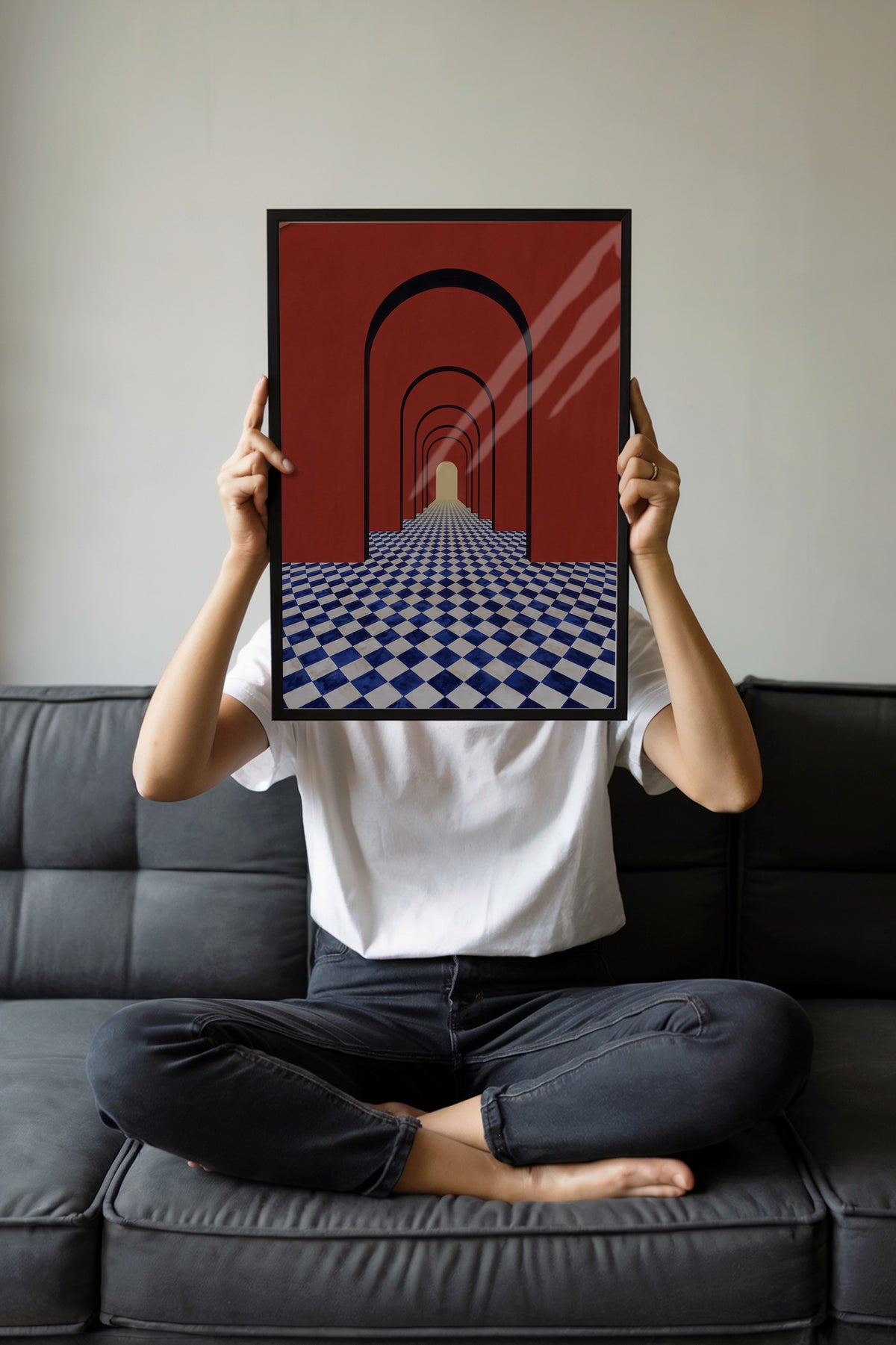 Çizgili Derinlik Perspektifi Poster – Siyah Çerçeveli Tablo