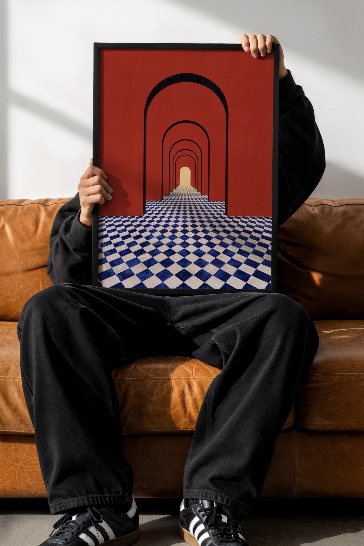 Çizgili Derinlik Perspektifi Poster – Siyah Çerçeveli Tablo