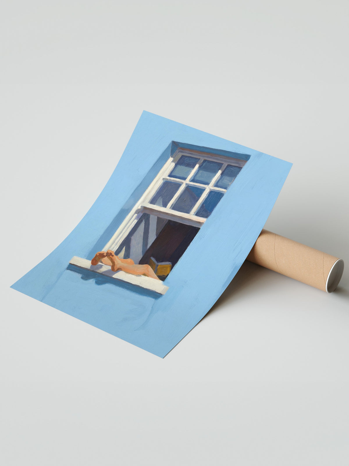 Pencerede Ayakları Uzatan Kadın Çerçevesiz Poster
