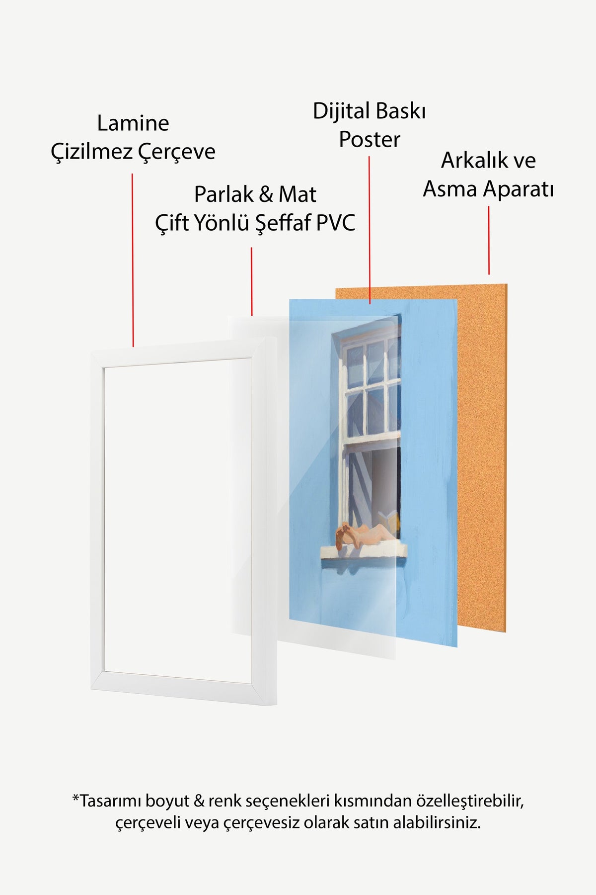 Pencerede Ayakları Uzatan Kadın Poster – Beyaz Çerçeveli Tablo
