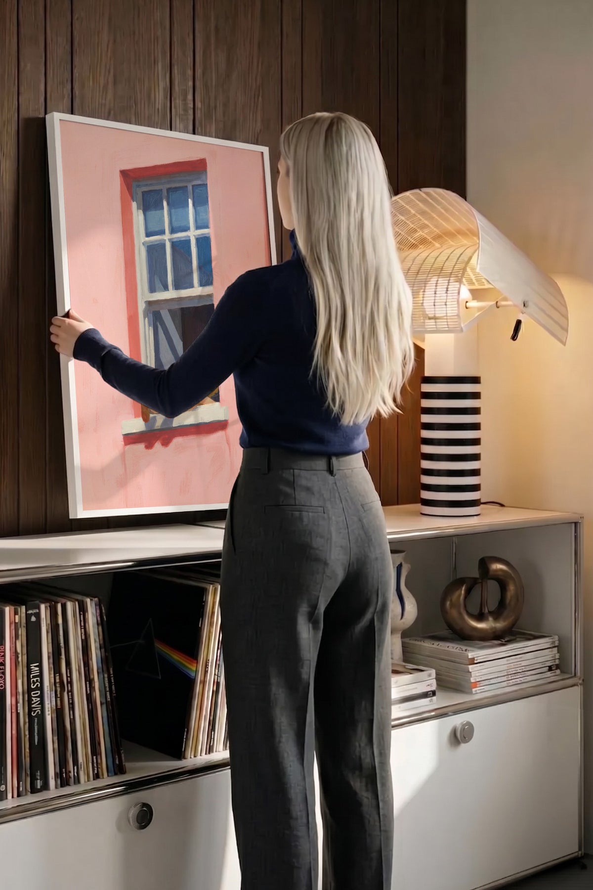 Pencere Önünde Dinlenen Kadın Poster – Beyaz Çerçeveli Tablo