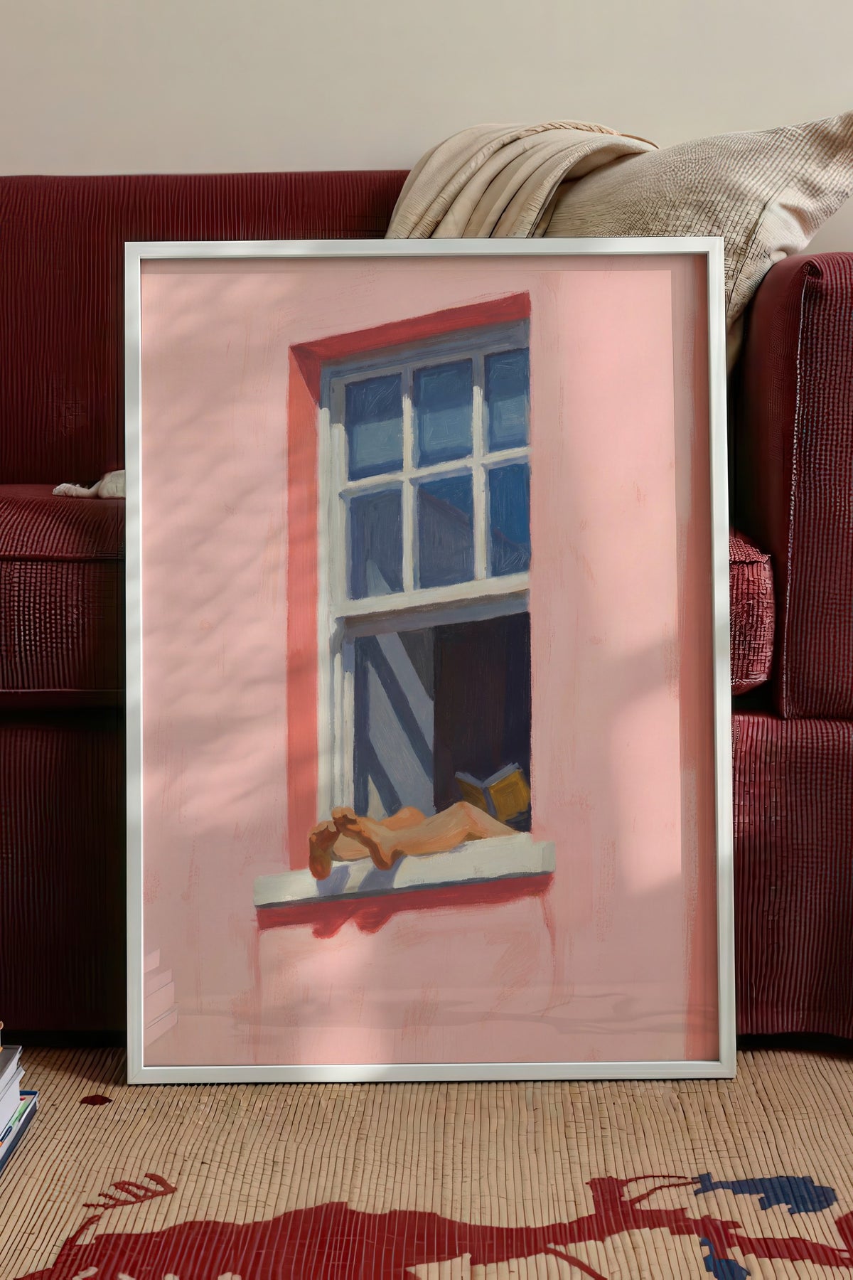 Pencere Önünde Dinlenen Kadın Poster – Beyaz Çerçeveli Tablo