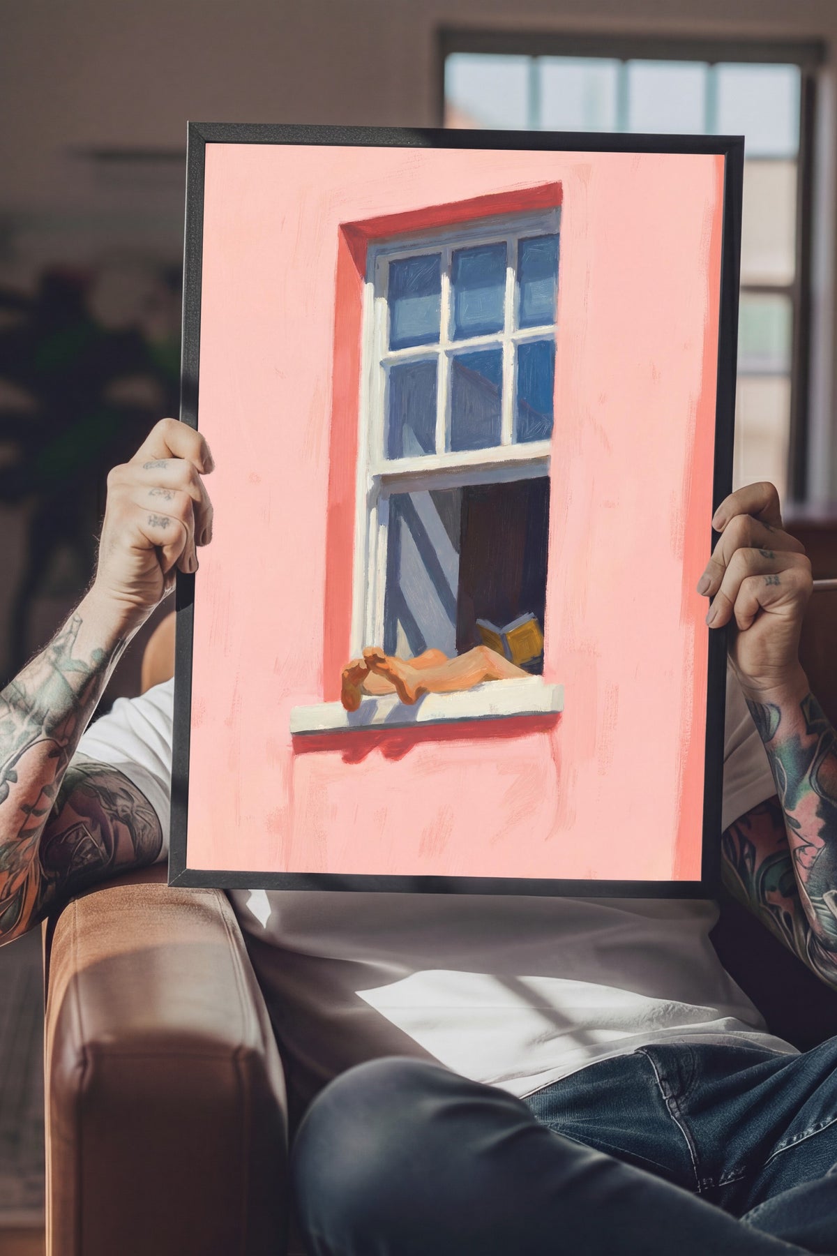 Pencere Önünde Dinlenen Kadın Poster – Siyah Çerçeveli Tablo