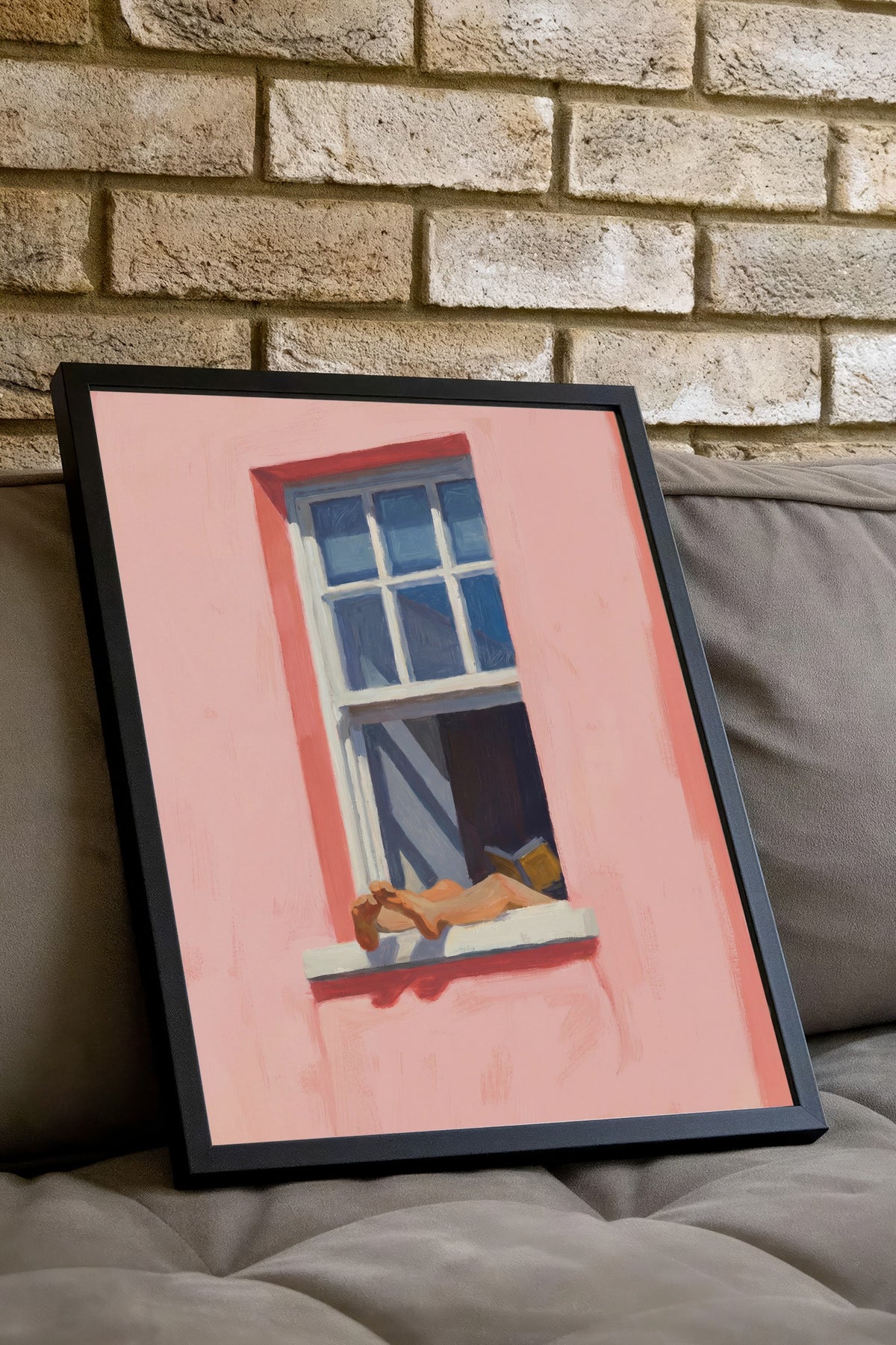 Pencere Önünde Dinlenen Kadın Poster – Siyah Çerçeveli Tablo