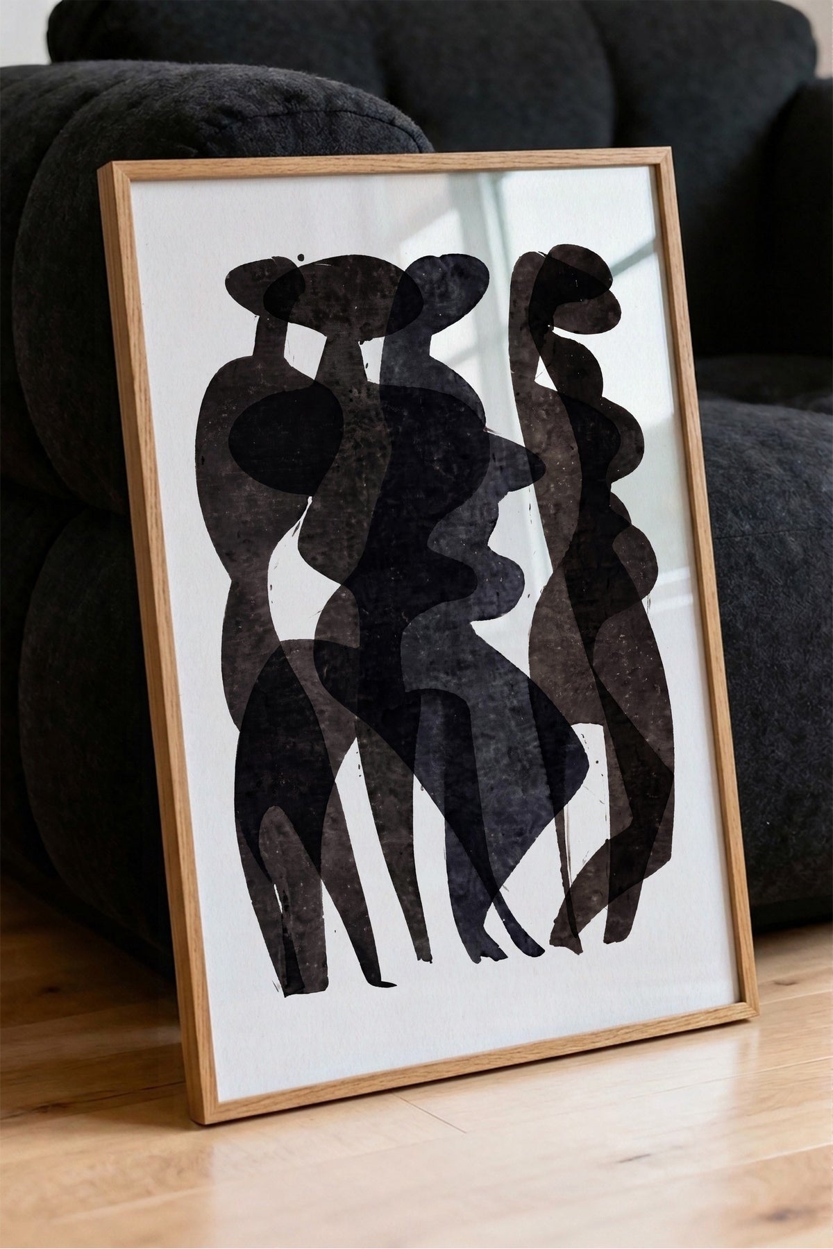 Soyut İnsan Silüetleri Poster – Ahşap Çerçeveli Tablo