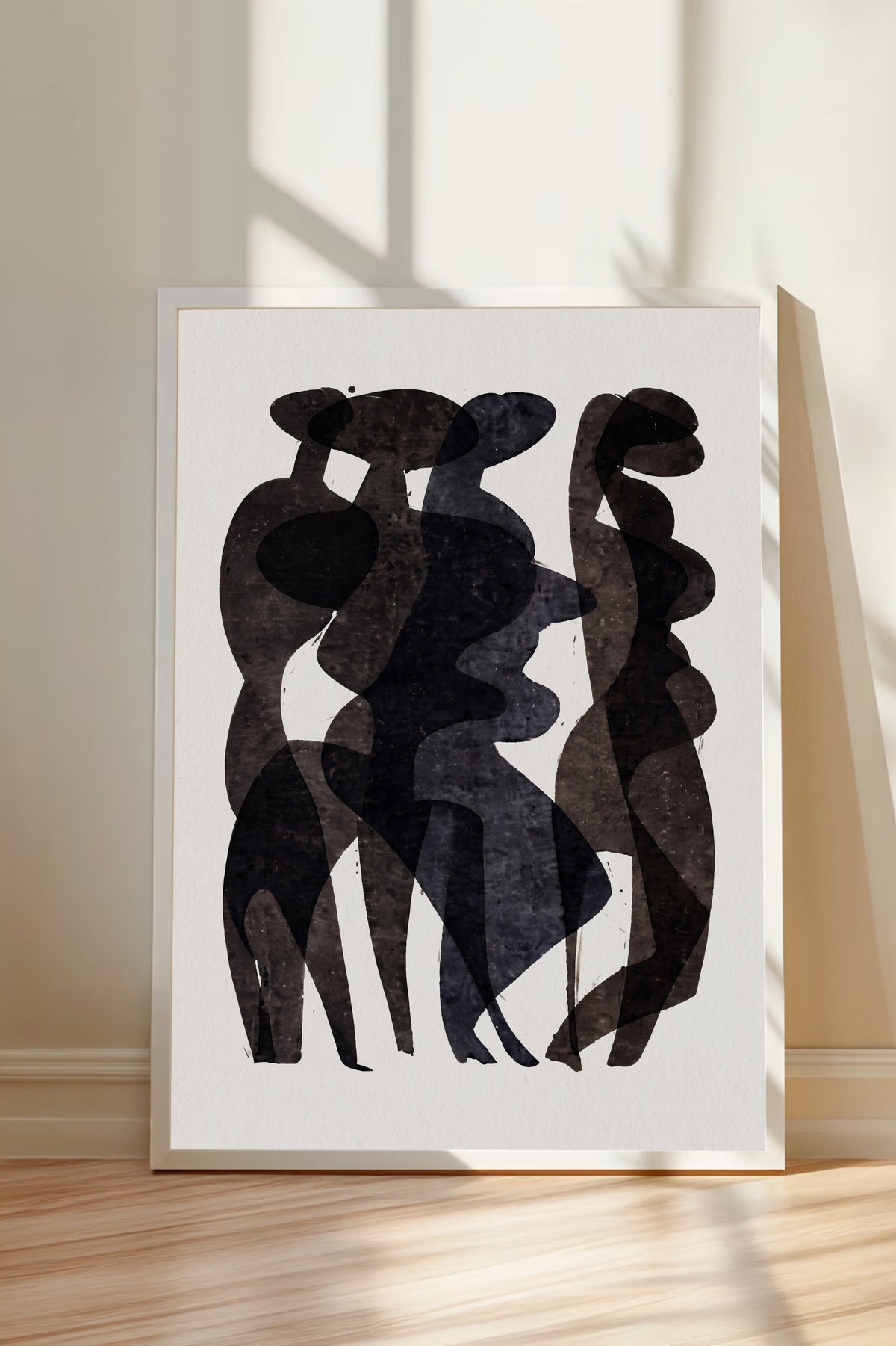 Soyut İnsan Silüetleri Poster – Beyaz Çerçeveli Tablo