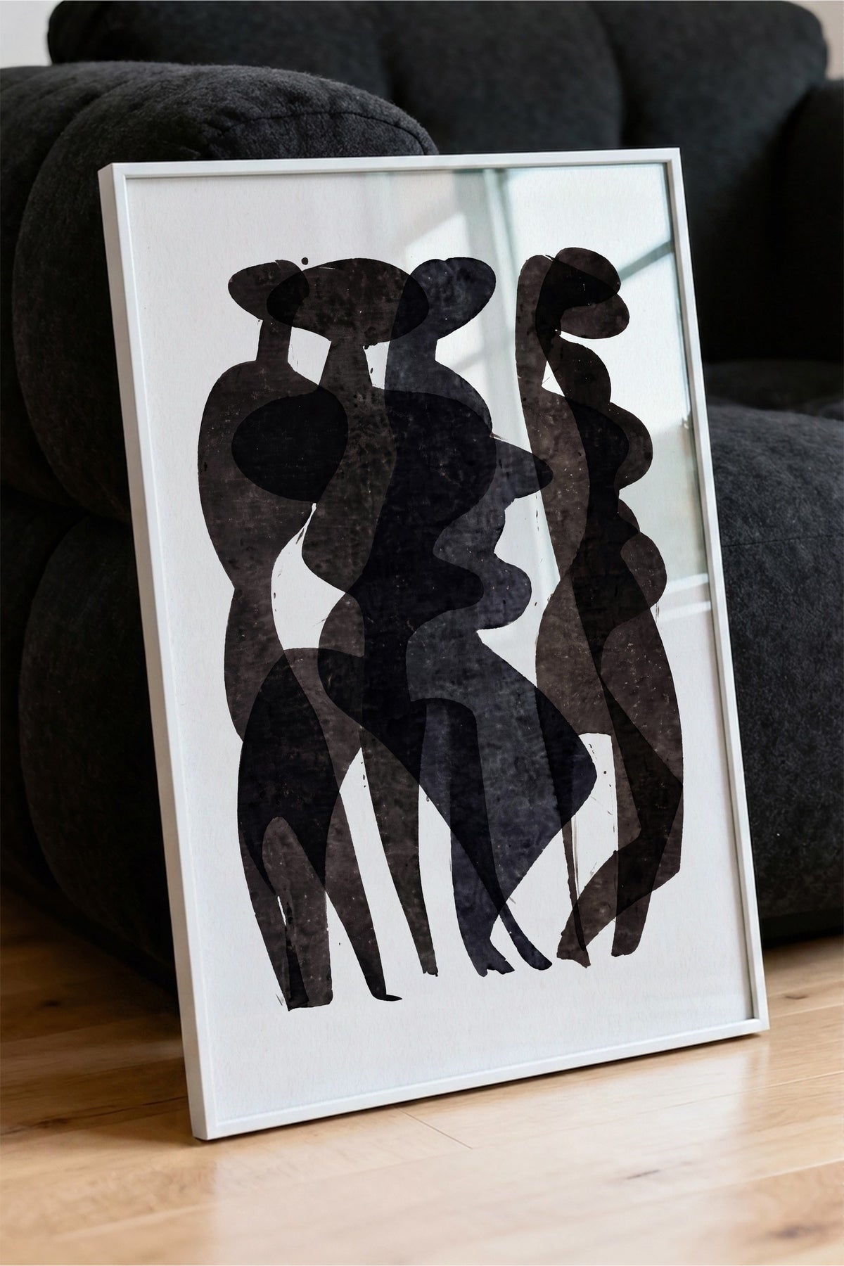 Soyut İnsan Silüetleri Poster – Beyaz Çerçeveli Tablo