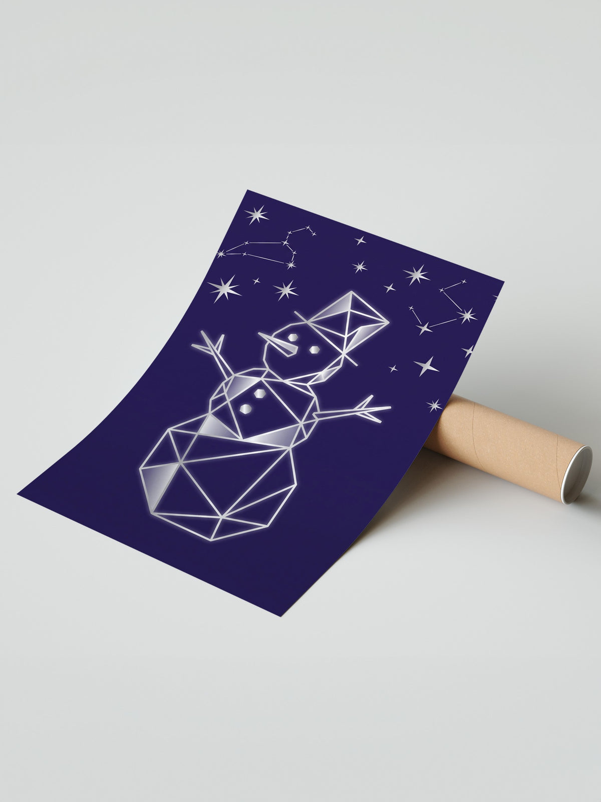 Geometrik Kardan Adam ve Yıldızlar Çerçevesiz Poster