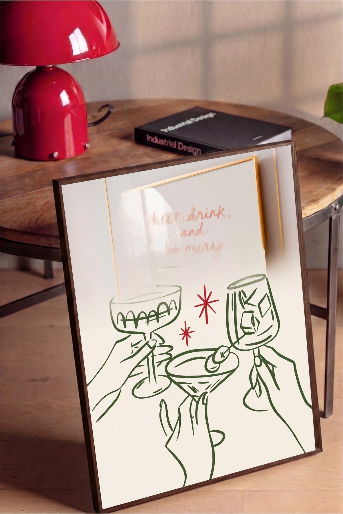 Eat, drink, and be merry Poster – Kahverengi Çerçeveli Tablo