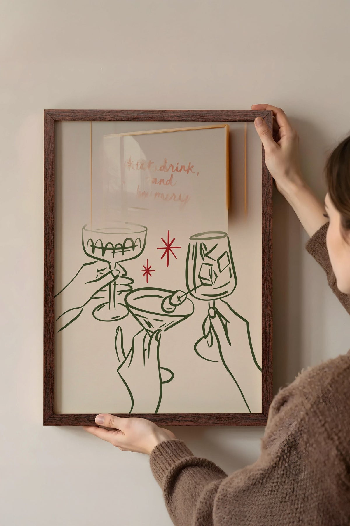 Eat, drink, and be merry Poster – Kahverengi Çerçeveli Tablo