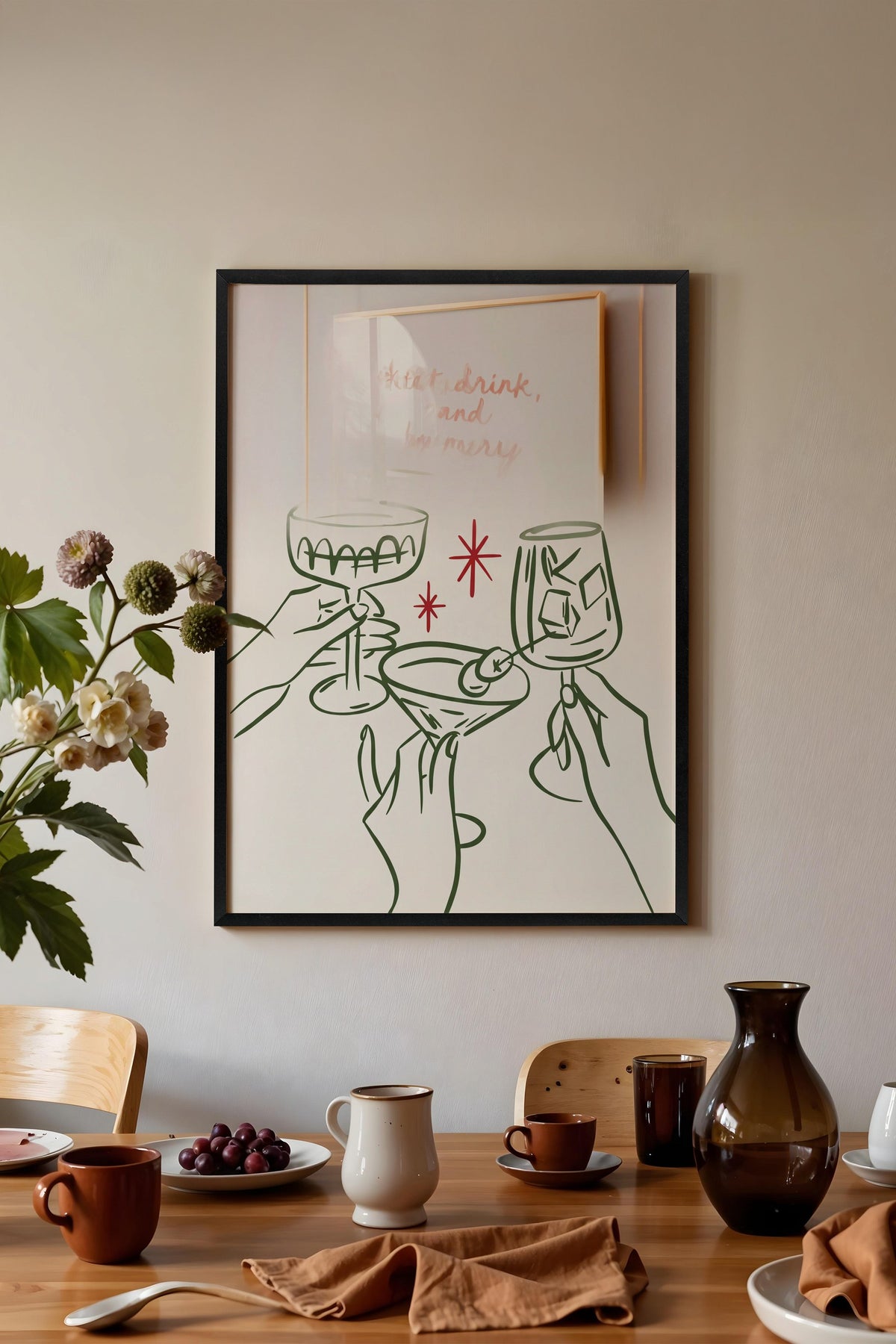 Eat, drink, and be merry Poster – Siyah Çerçeveli Tablo