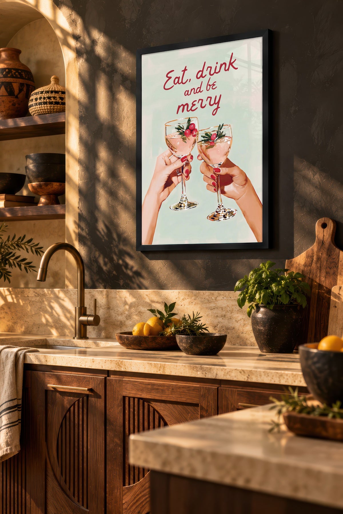 Eat, drink and be merry Poster – Siyah Çerçeveli Tablo