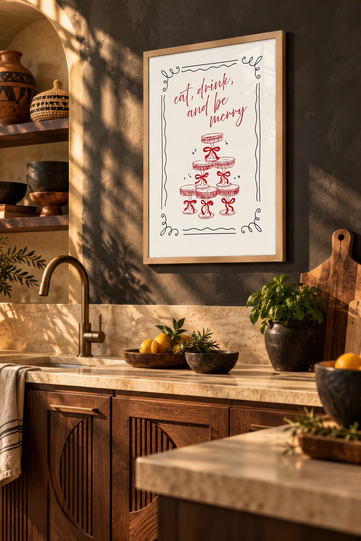 eat, drink, and be merry Poster – Ahşap Çerçeveli Tablo