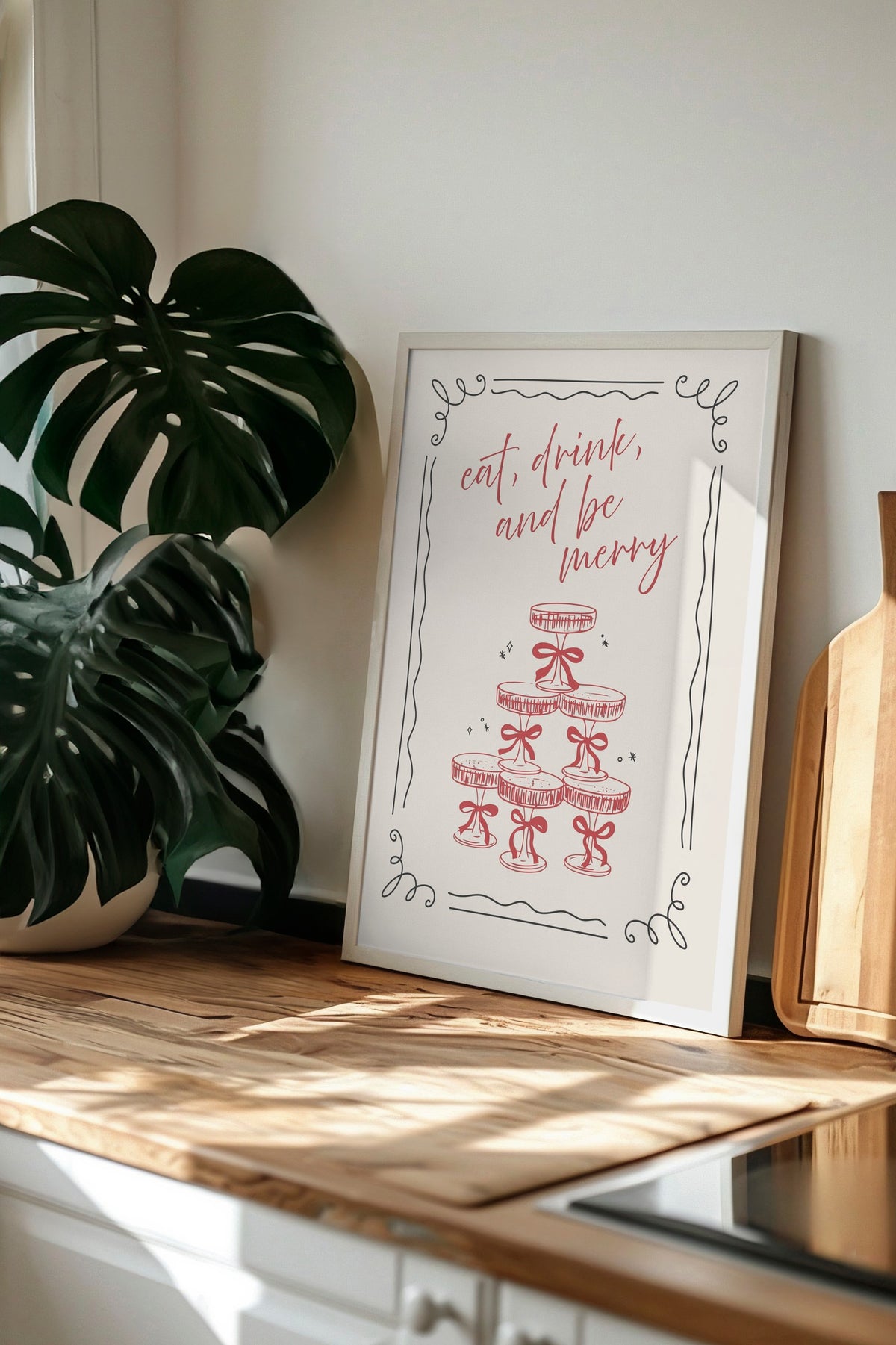 eat, drink, and be merry Poster – Beyaz Çerçeveli Tablo